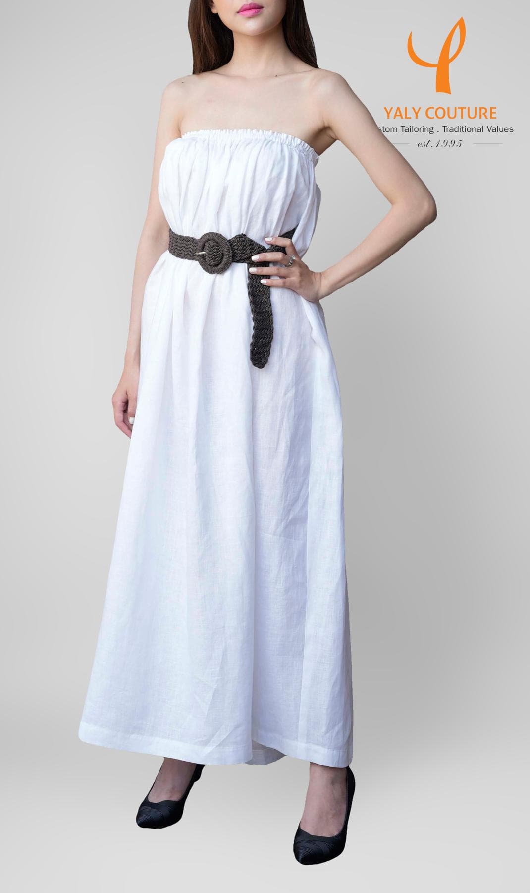 SLEEVELESS WHITE MAXI LINEN DRESS