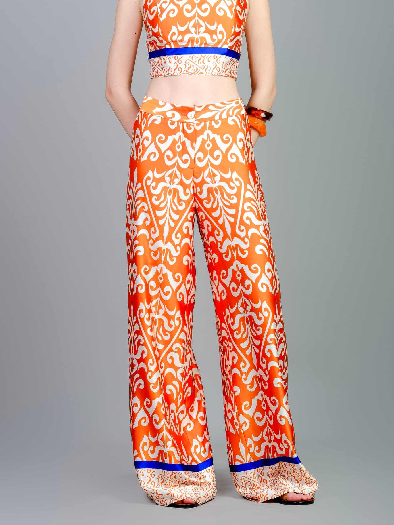 ORANGE HIPPIE SATIN SILK PANTS