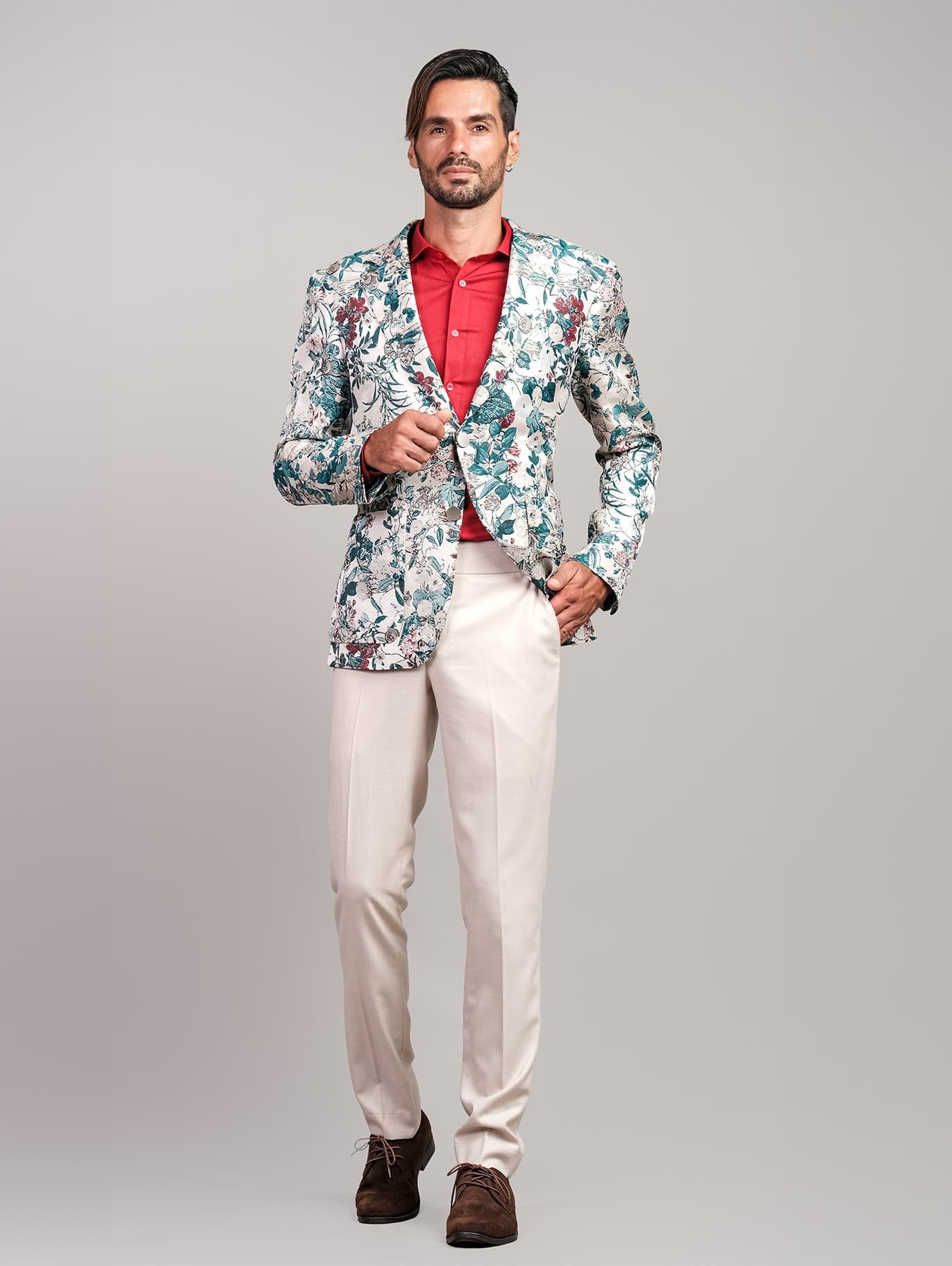 JACKET GẤM HOA VĂN VÀ QUẦN SLIM_FIT