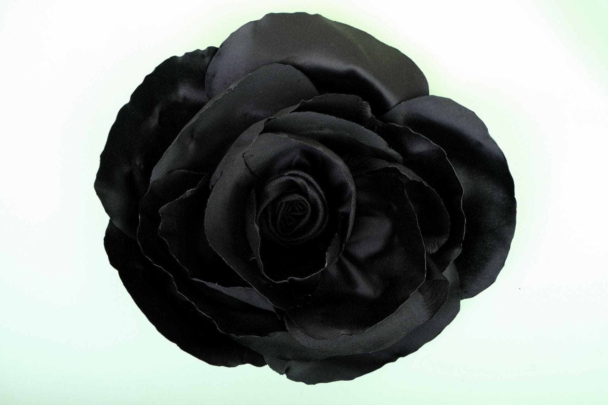 HAND-CRAFTED BLACK BROCADE ROSE