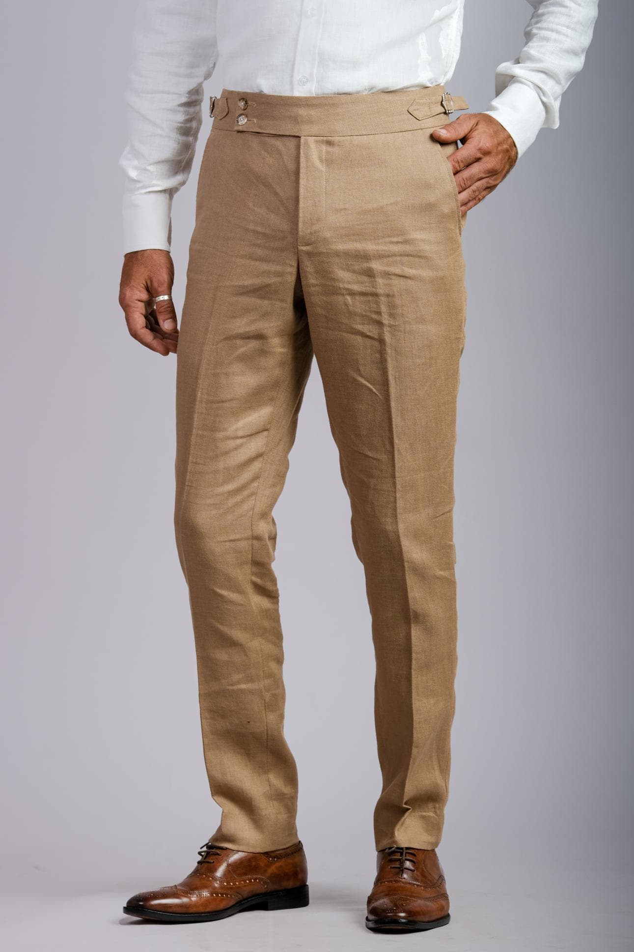 MODERN & STYLISH BEIGE LINEN TROUSERS