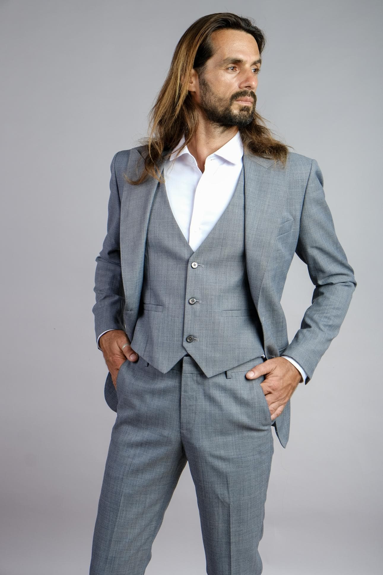 LUXURIOUS GREY ITALIAN WOOL JACKET