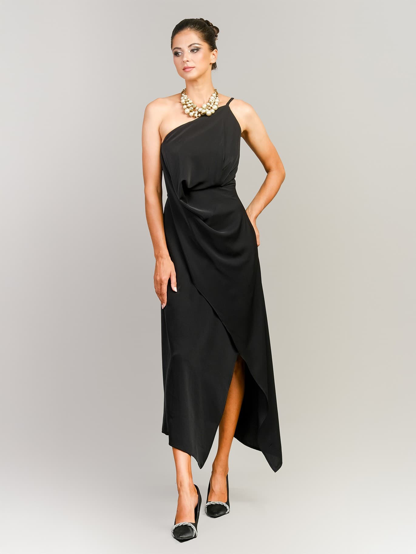 CHARM SILK BLACK DRESS