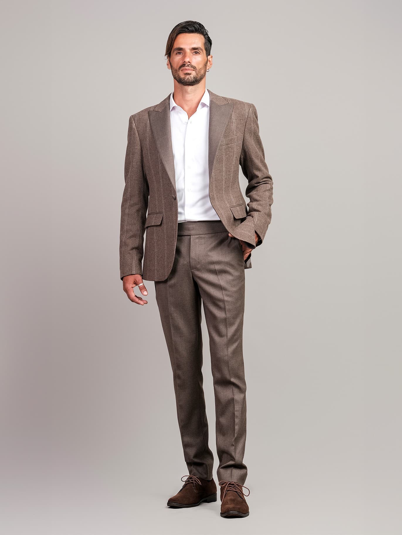 BỘ SUIT LEN Ý PHA PHỐI SỌC