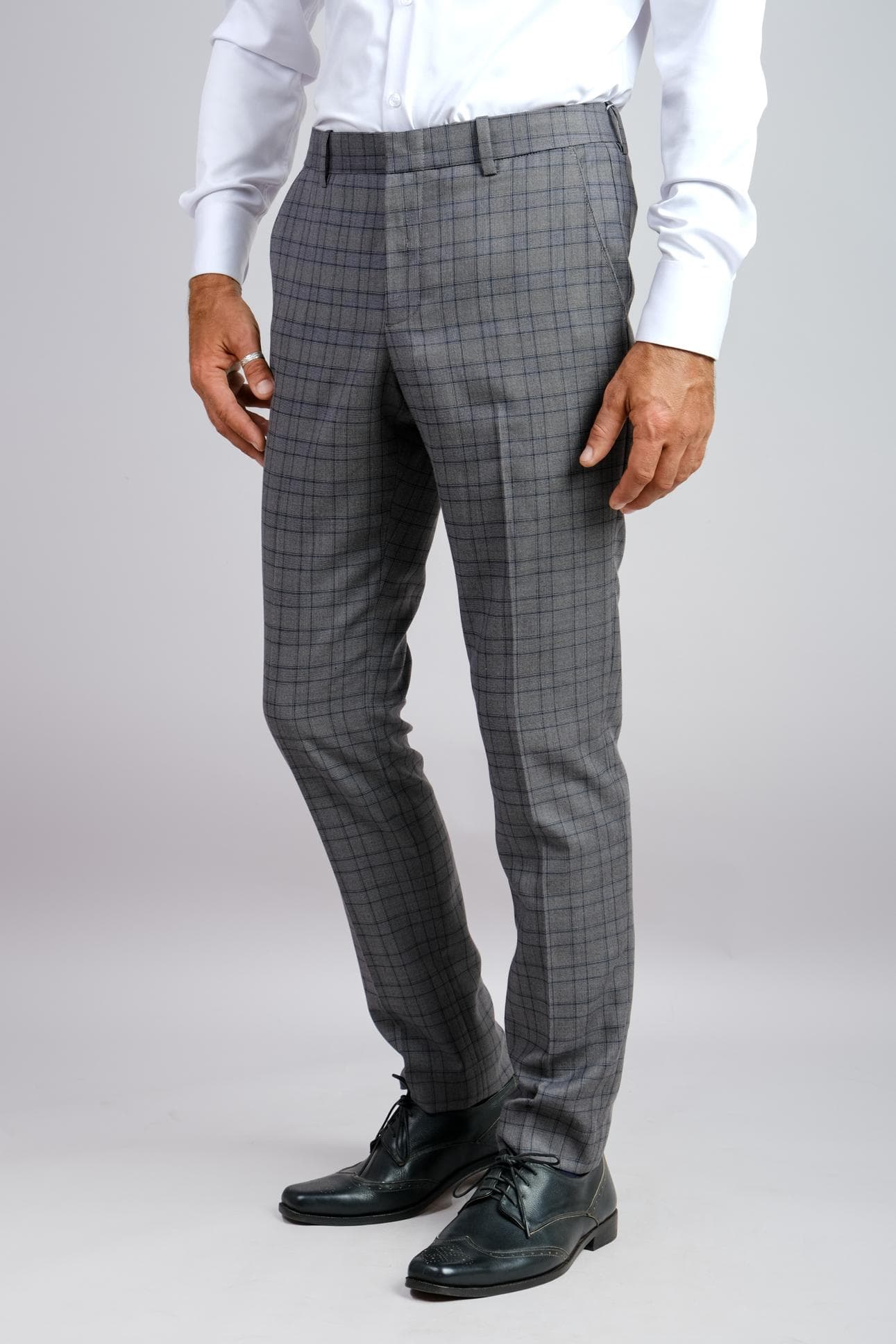 GREY CHECK TROUSERS