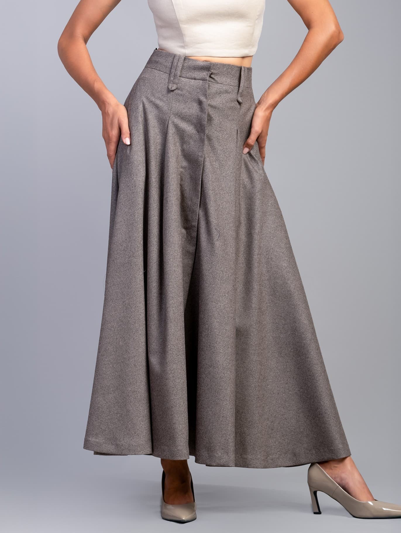 SILVER SERENITY 100% WOOL SKIRT