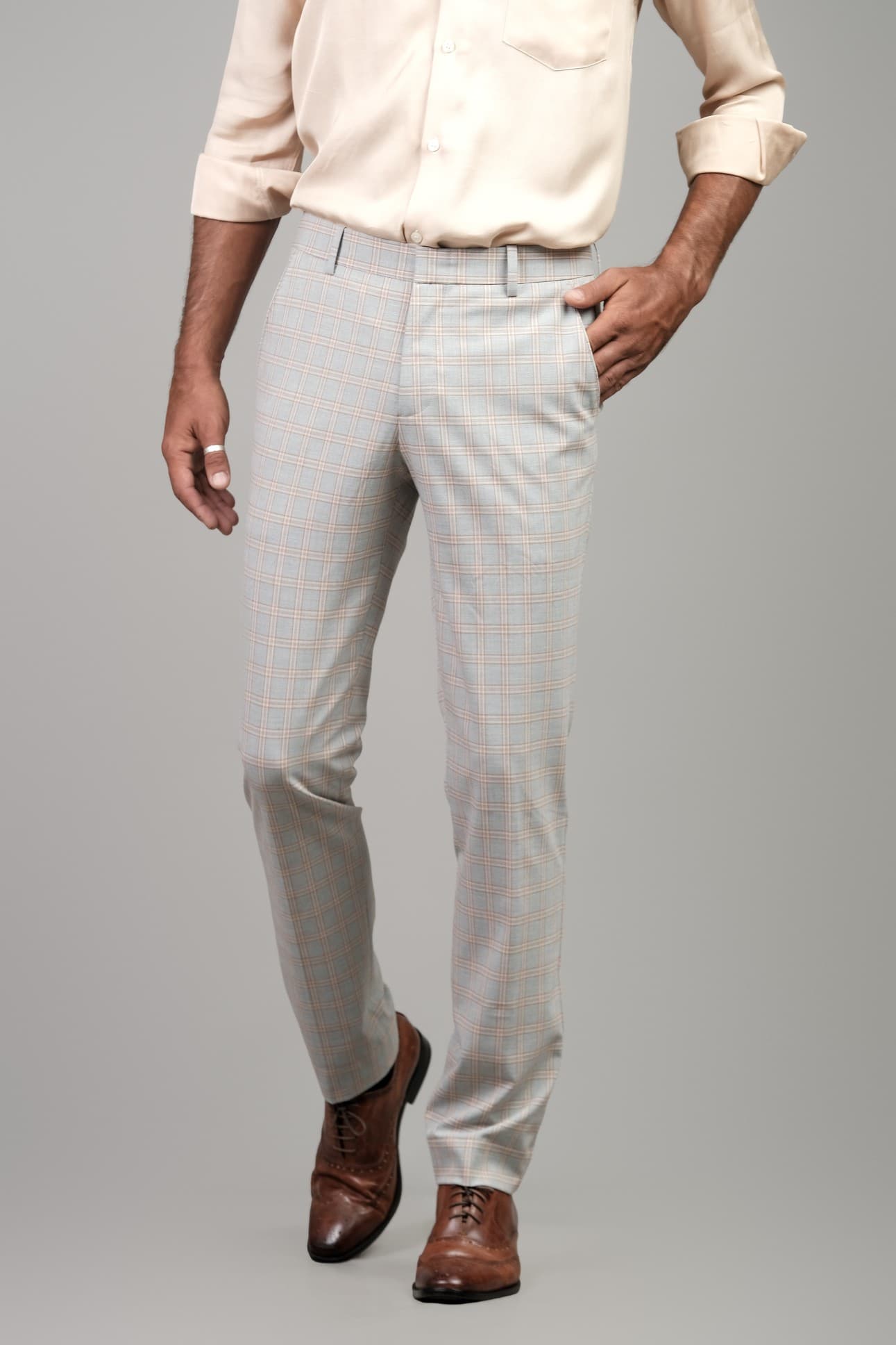 TUSCAN STRIPE WOOL BLEND TROUSERS