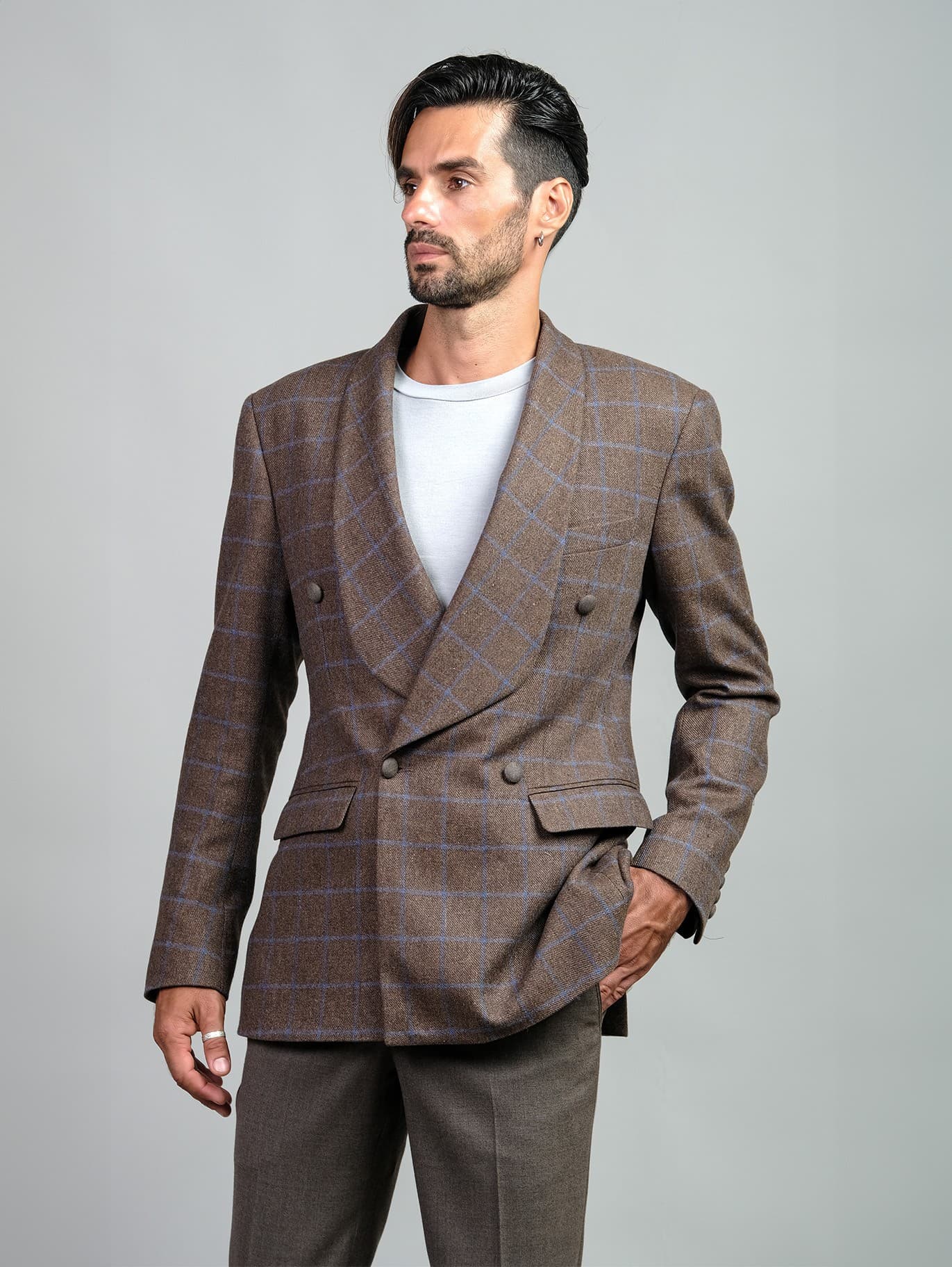 JACKET CARO CHOÀNG QUA VẢI DẠ