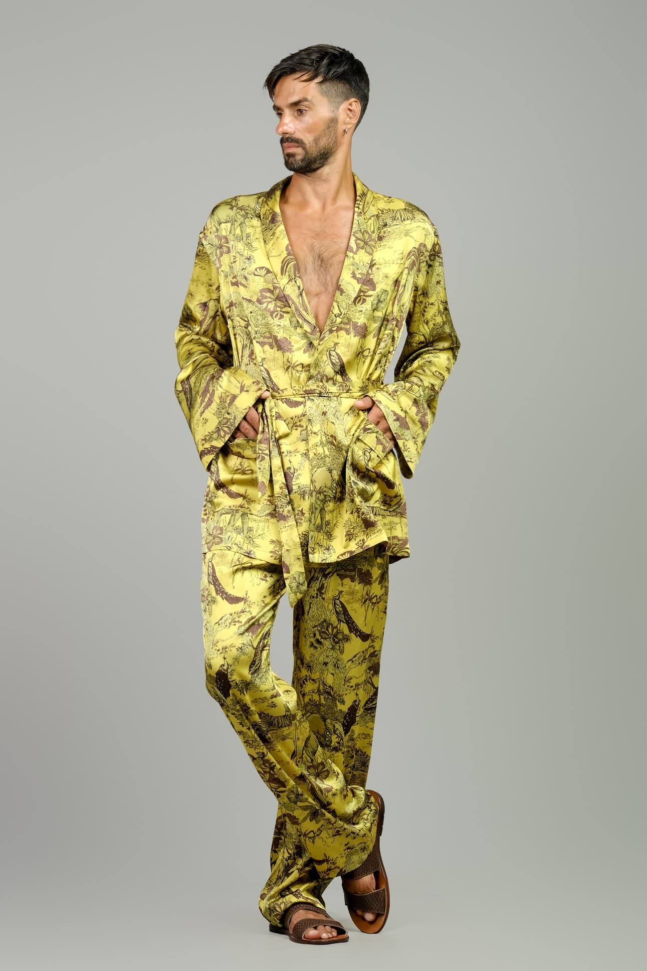 GOLDEN JUNGLE SATIN SILK PYJAMA SET