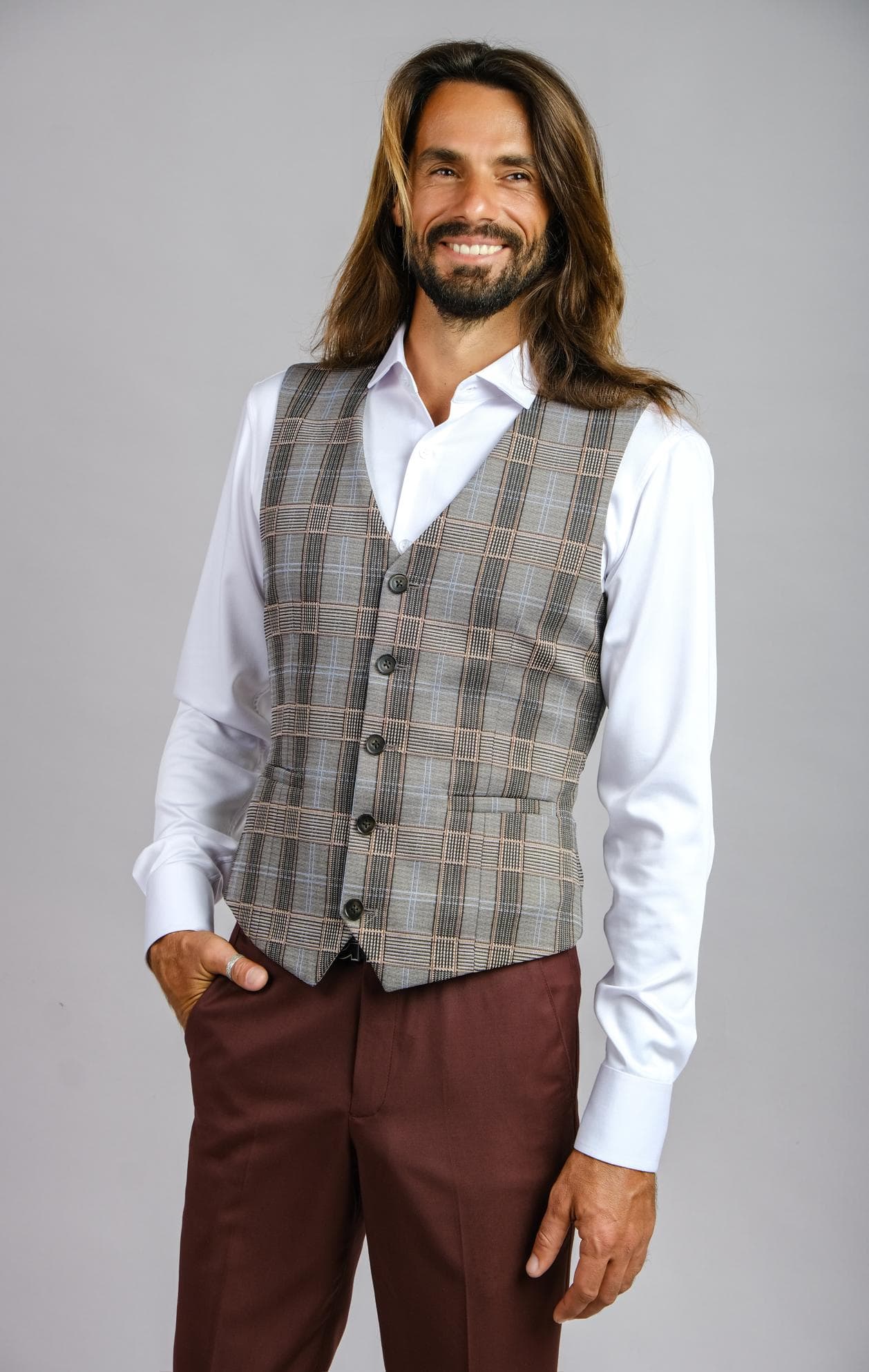 CLASSIC GREY CHECK WAISTCOAT