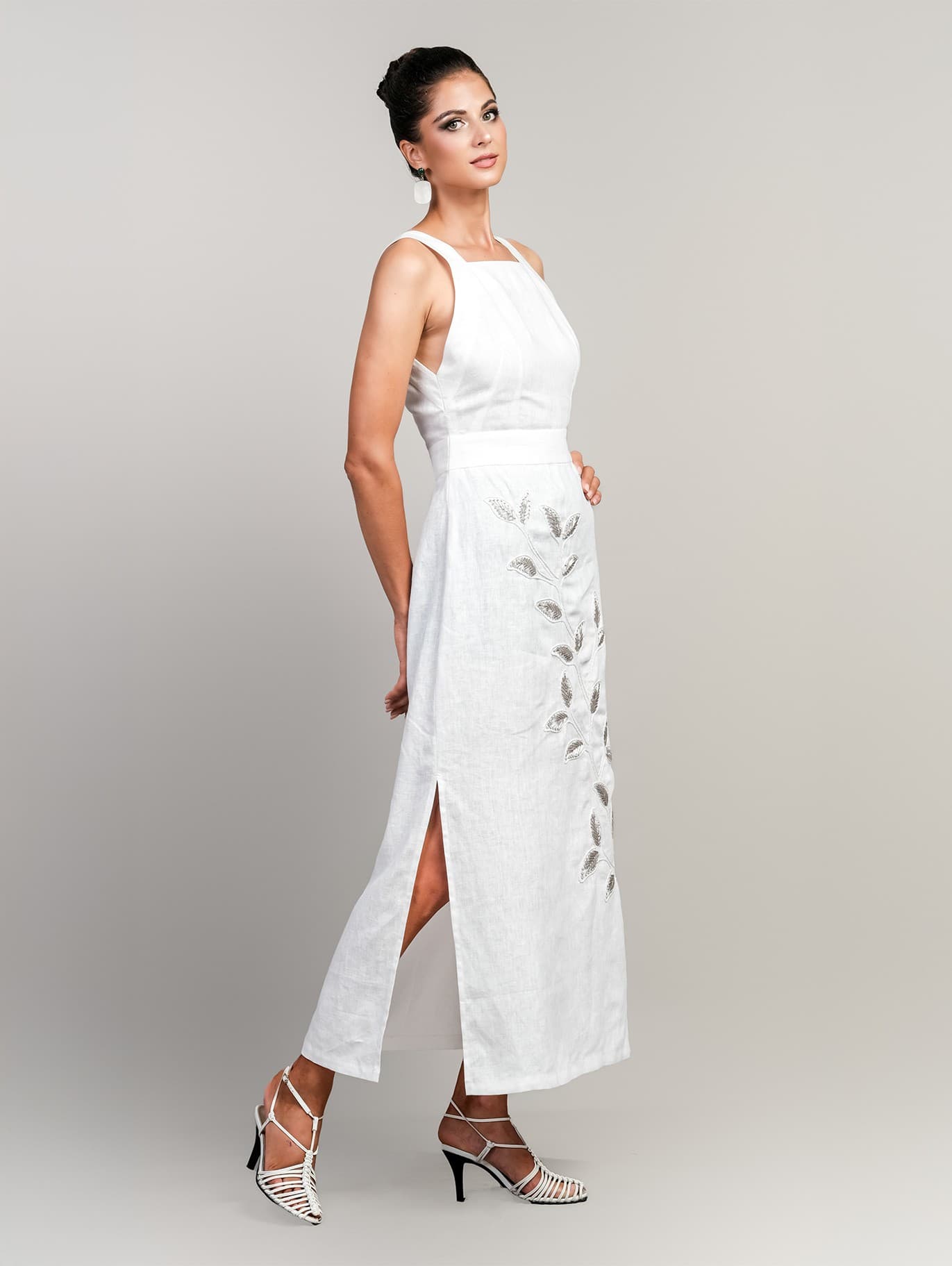 PURITY LINEN DRESS WITH EMBROIDERIES