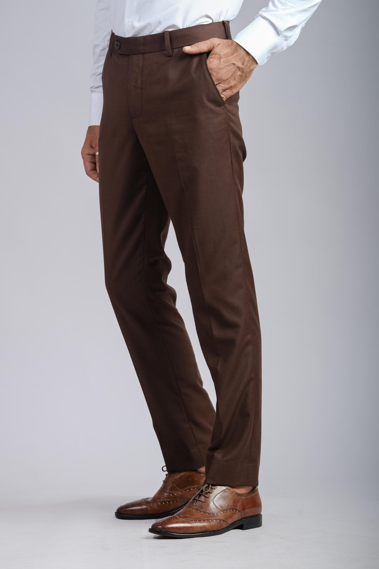 LUXURIOUS BROWN ITALIAN WOOL TROUSERS