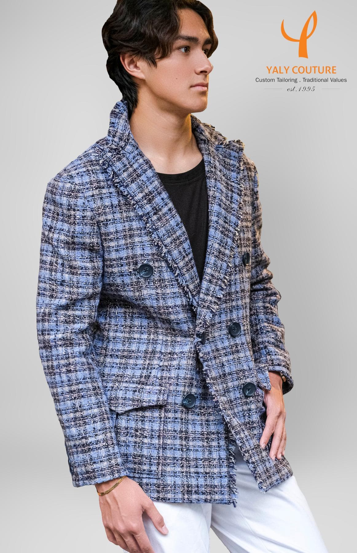 ELEGANT CHECK WOOL JACKET