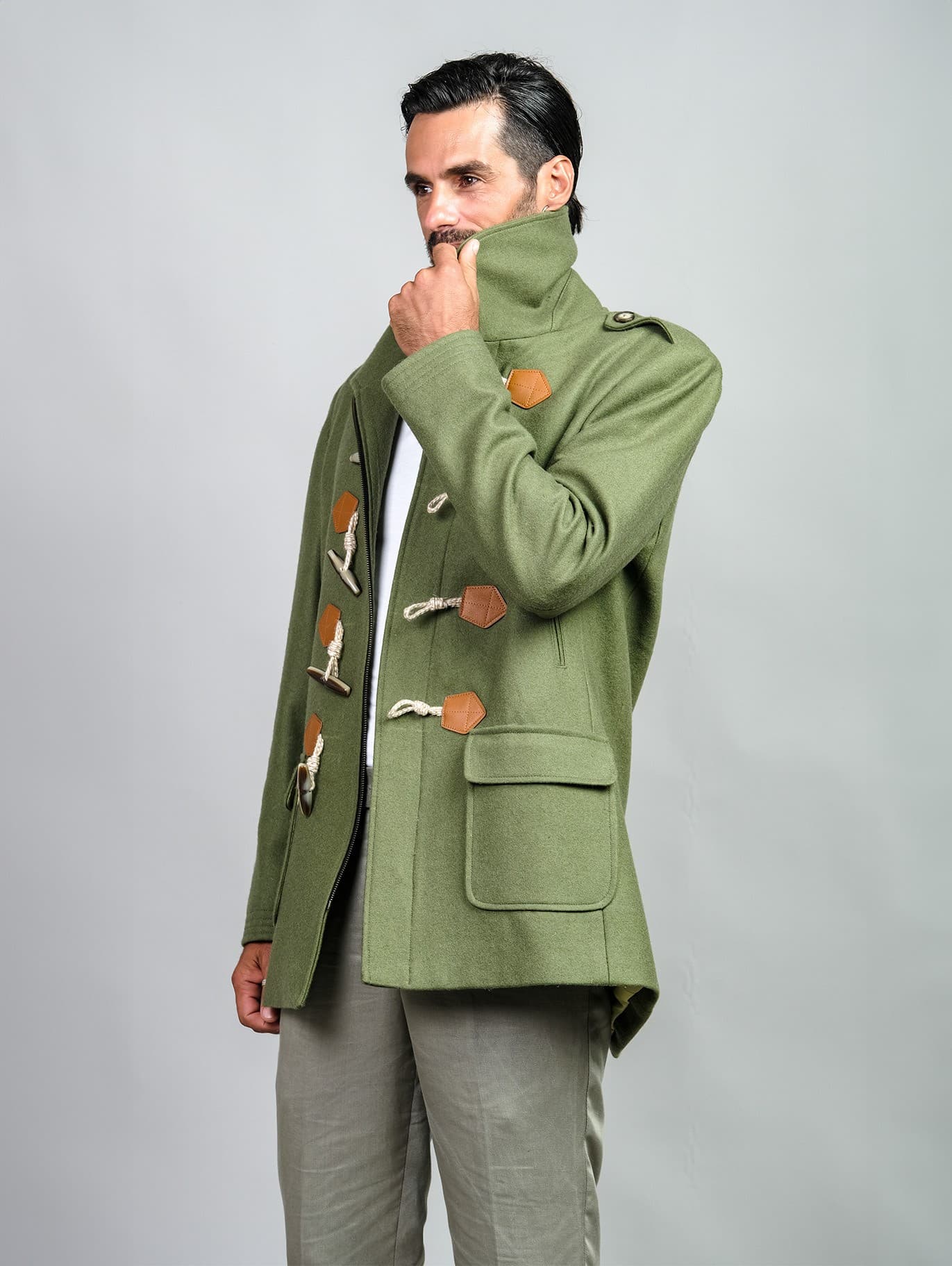 VICTORY GREEN DUFFLE WOOL BLEND COAT