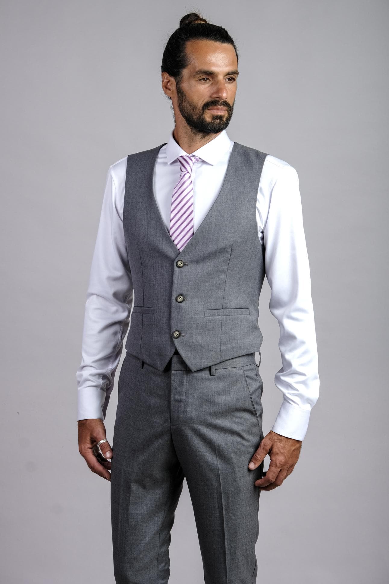 LUXURIOUS DARK GREY ITALIAN WOOL WAISTCOAT