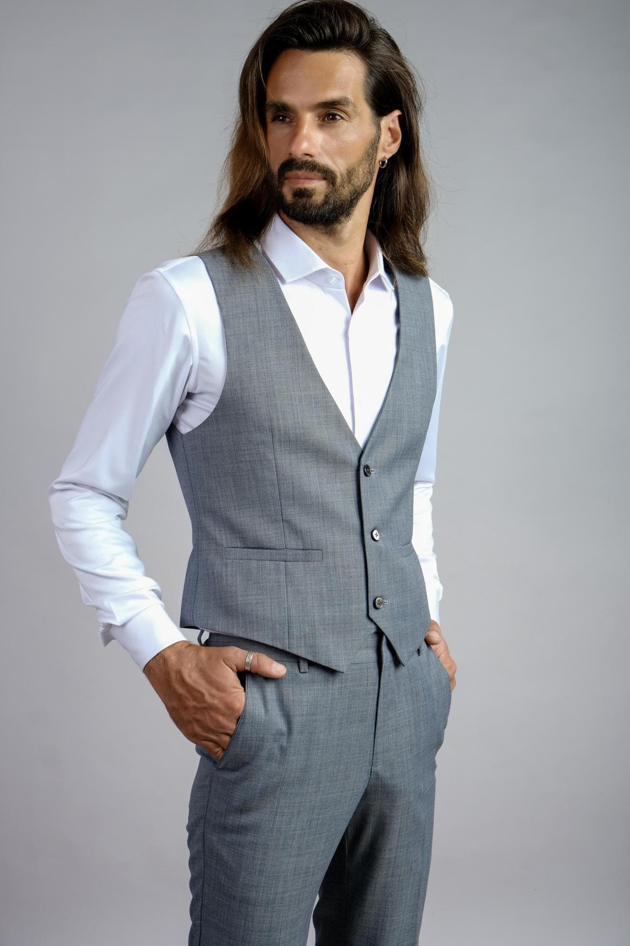 LUXURIOUS GREY ITALIAN WOOL WAISTCOAT