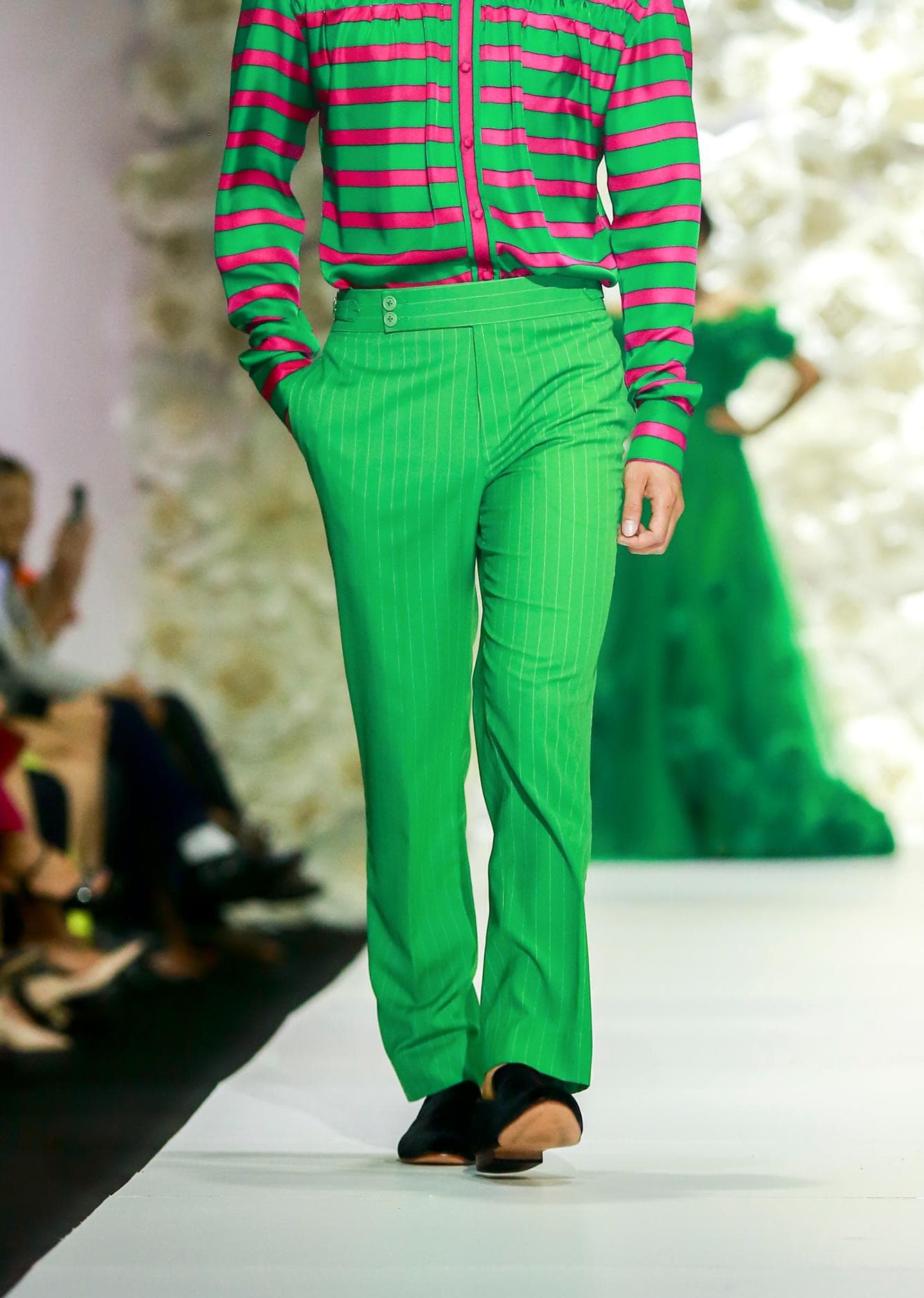 GREEN STRIP TROUSERS