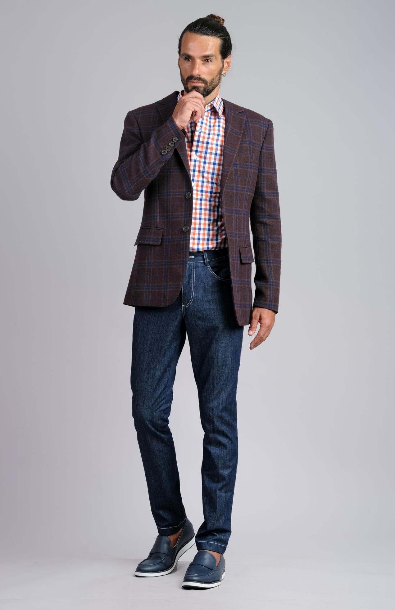 JACKET CARO XANH VÀ QUẦN JEANS ÔM