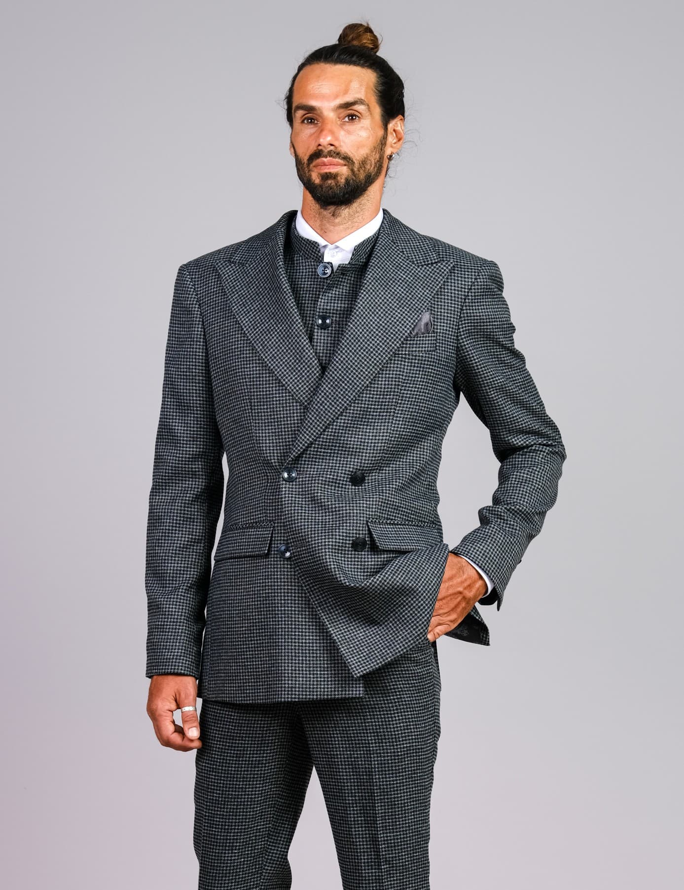 ELEGANT HOUNDSTOOTH SLIM-FIT WOOL JACKET