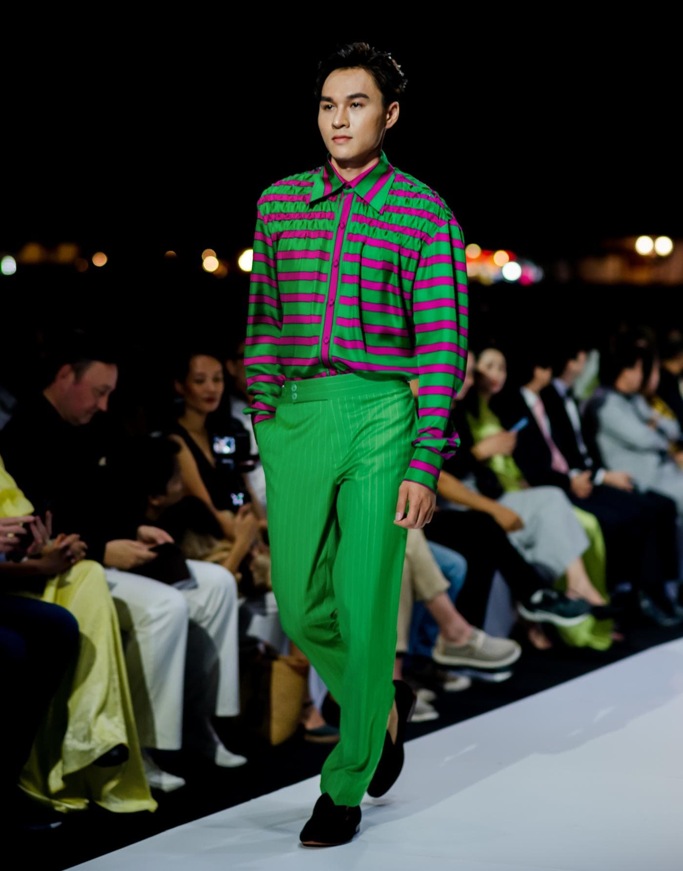 GREEN STRIP TROUSERS