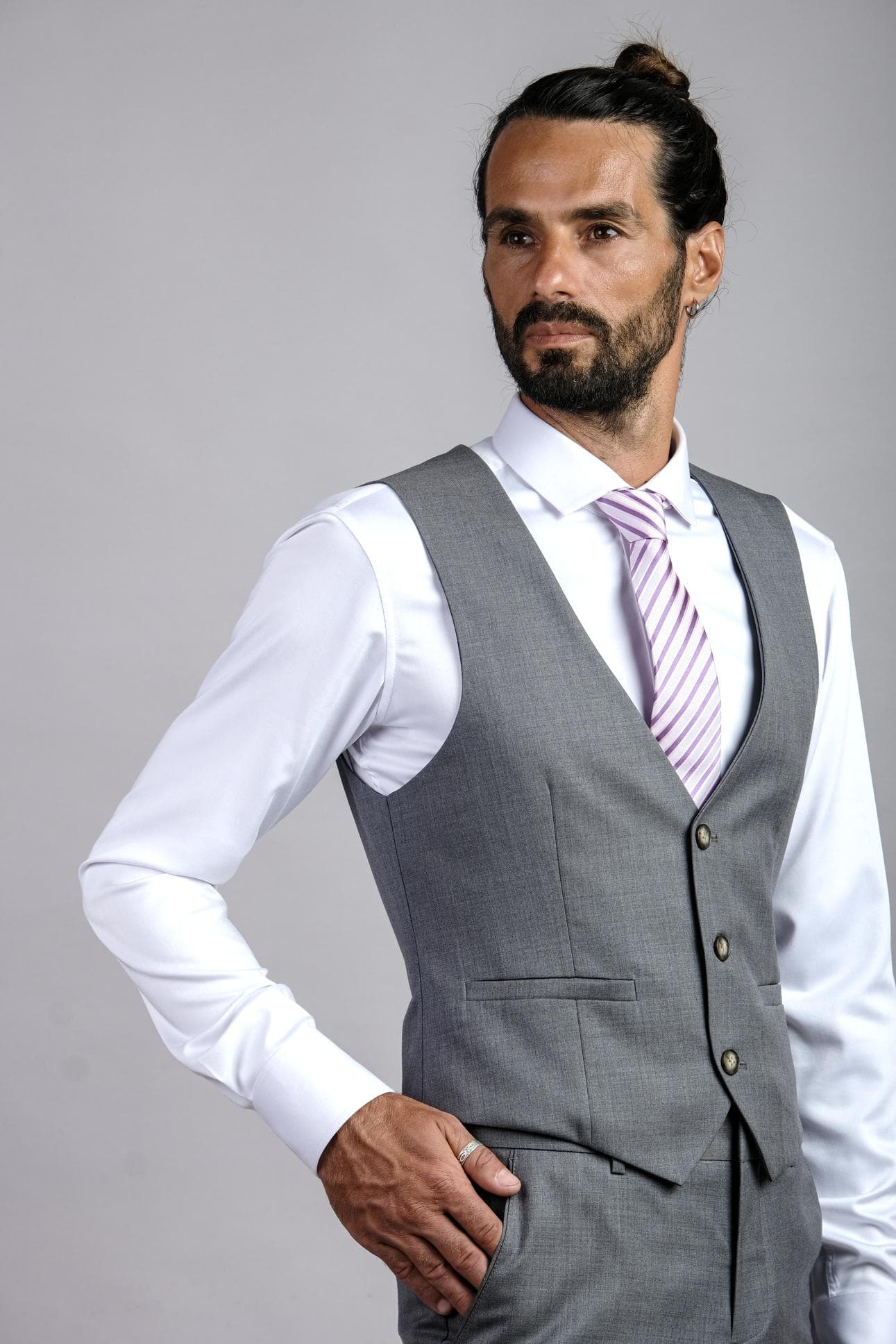 LUXURIOUS DARK GREY ITALIAN WOOL WAISTCOAT