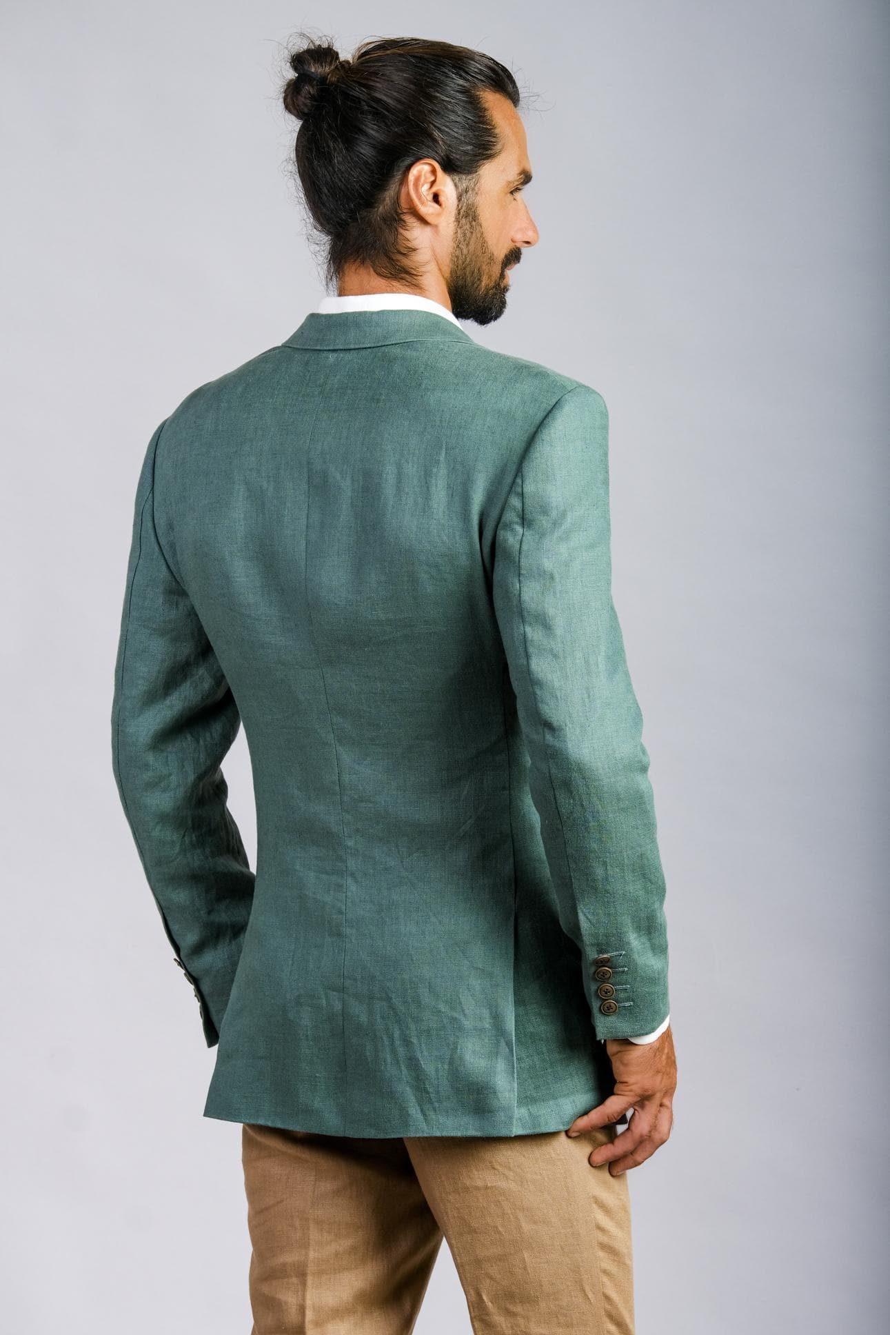 JACKET LINEN 100% XANH LỢT