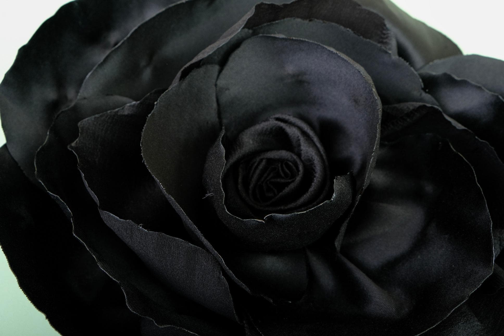 HAND-CRAFTED BLACK BROCADE ROSE