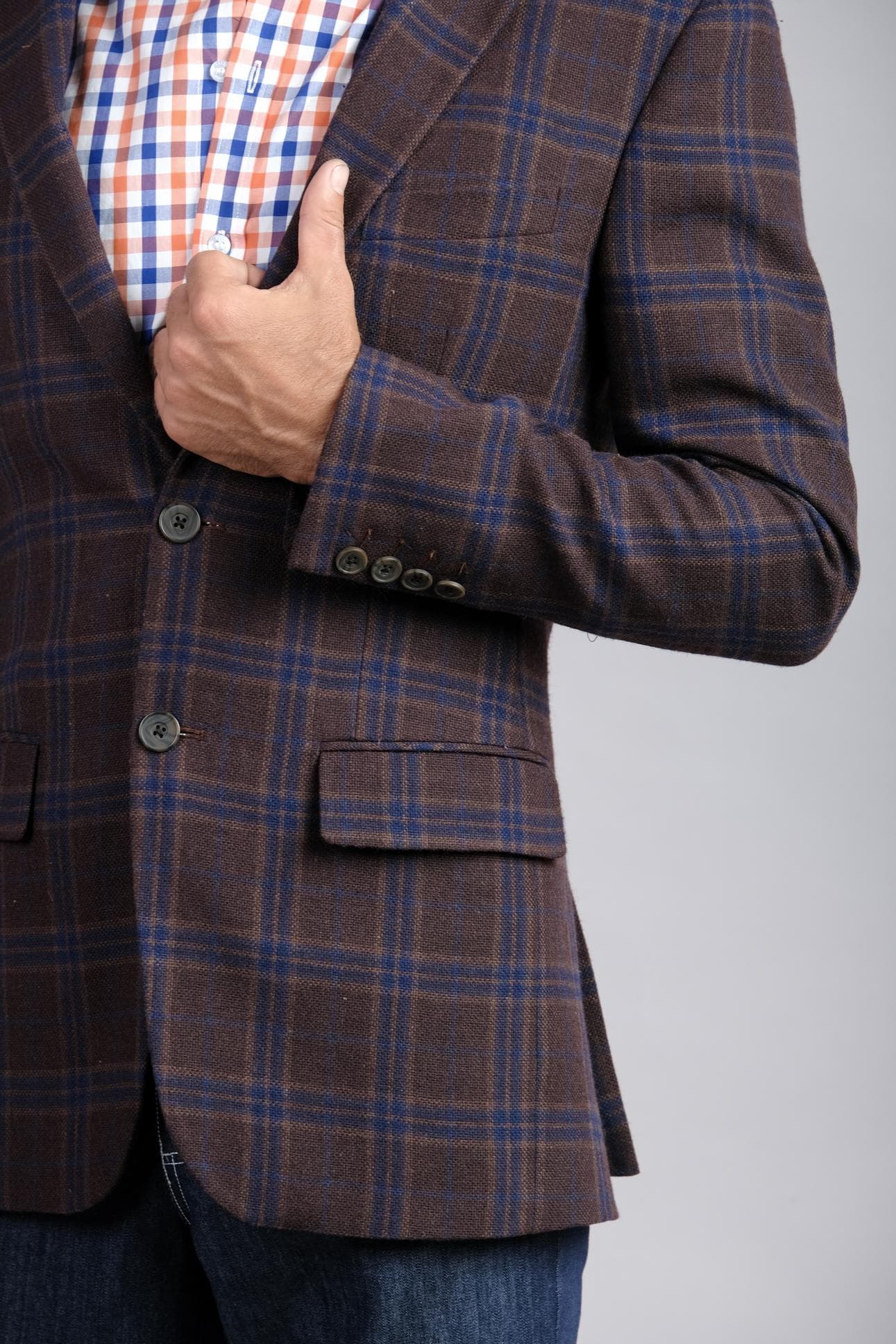 SLIM-FIT CHECK WOOL JACKET JACKET