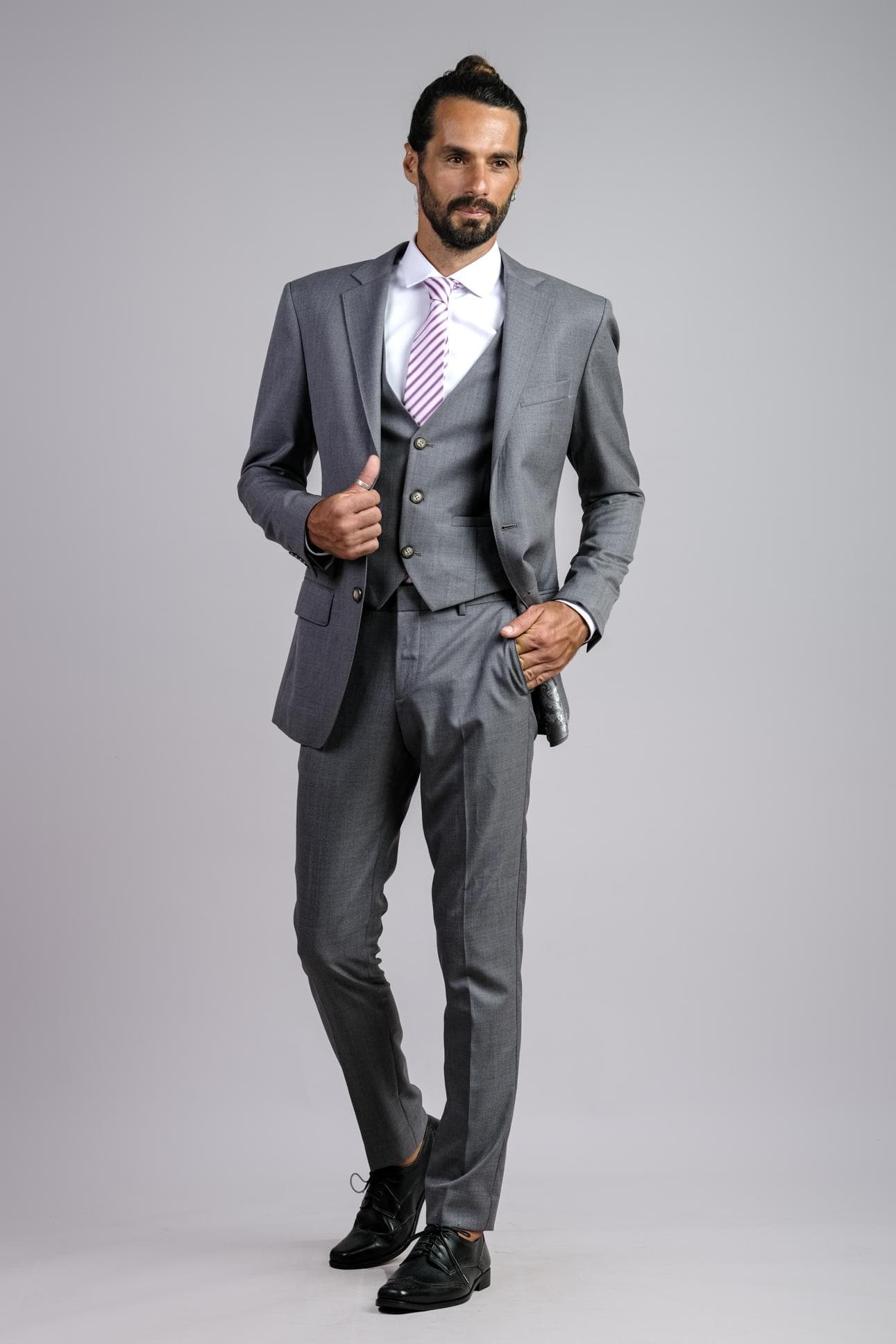 LUXURIOUS DARK GREY ITALIAN WOOL JACKET