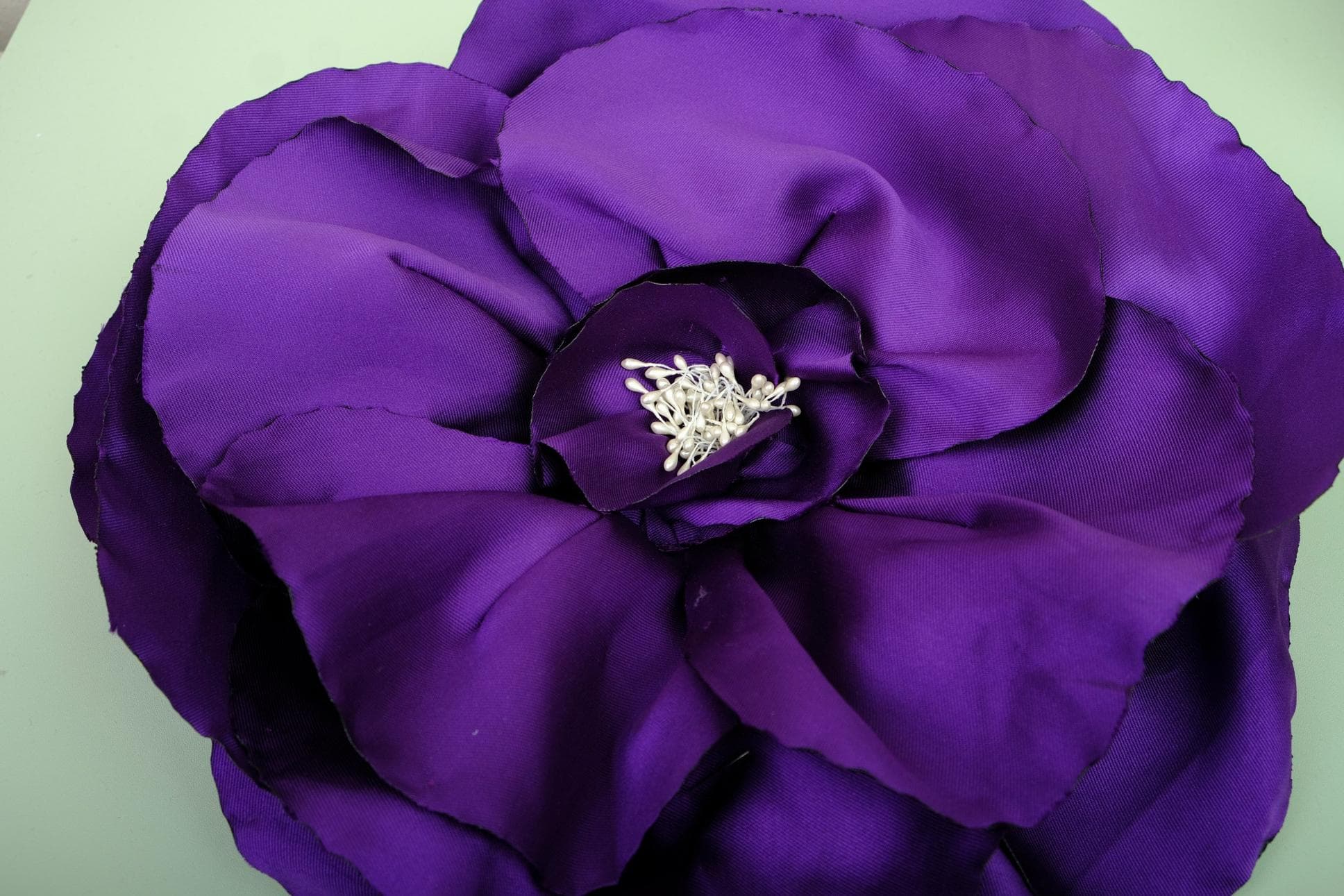 HAND-CRAFTED PURPLE BROCADE ROSE BUDS