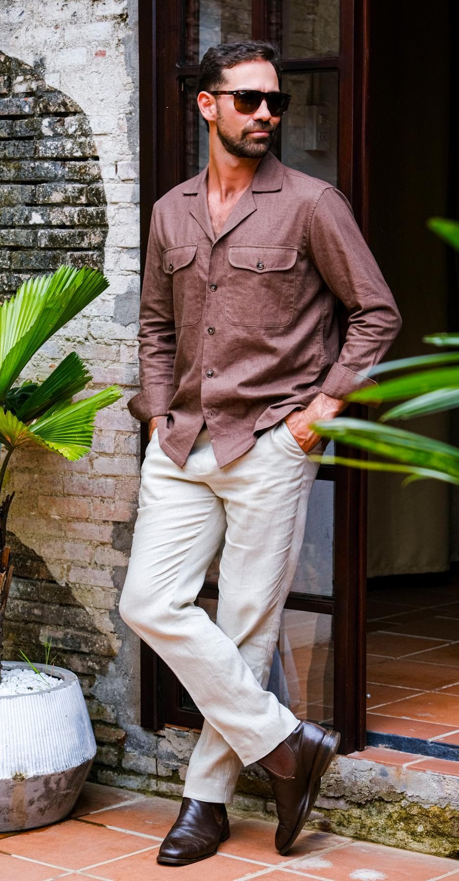 CASUAL BROWN LINEN SHIRT