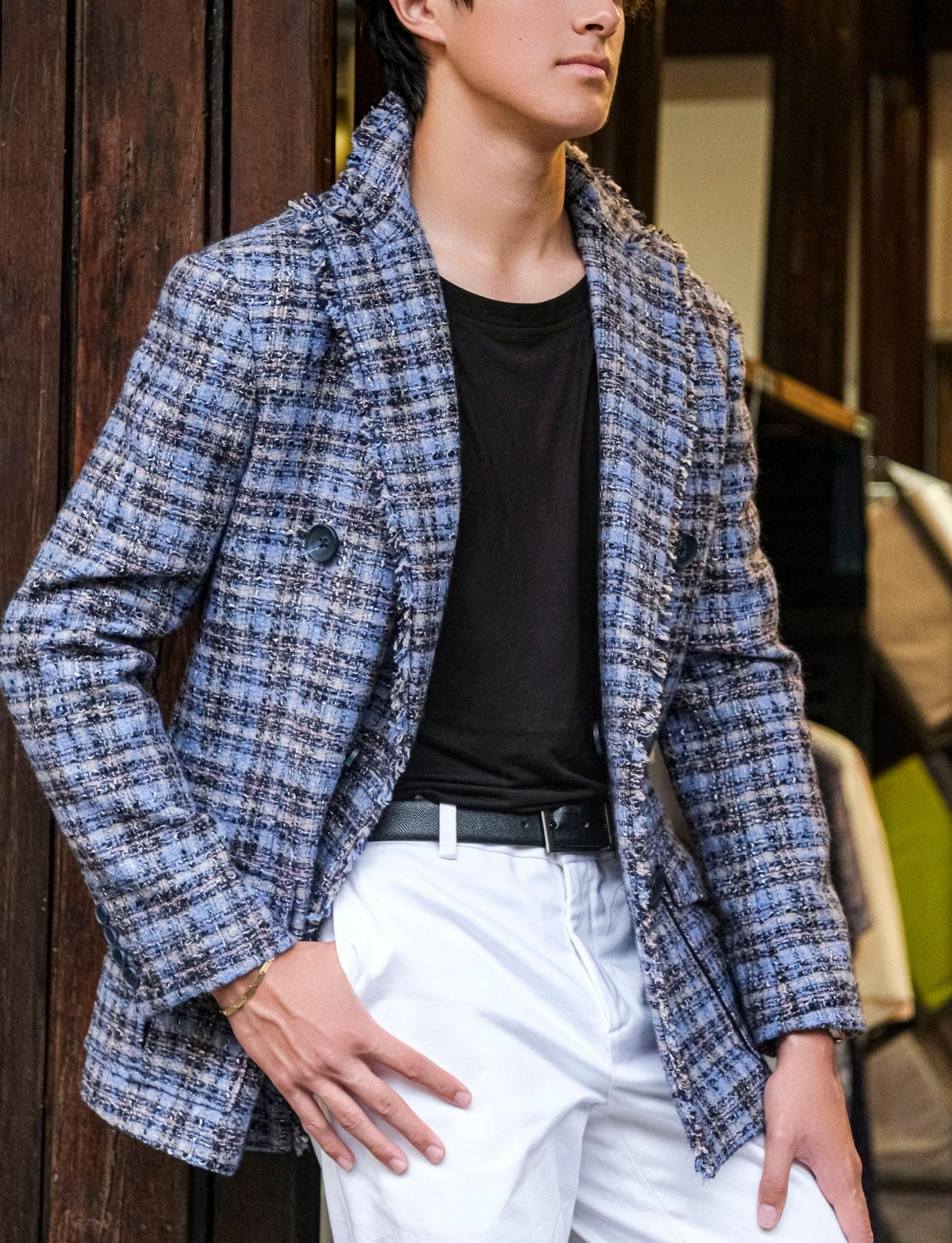 ELEGANT CHECK WOOL JACKET