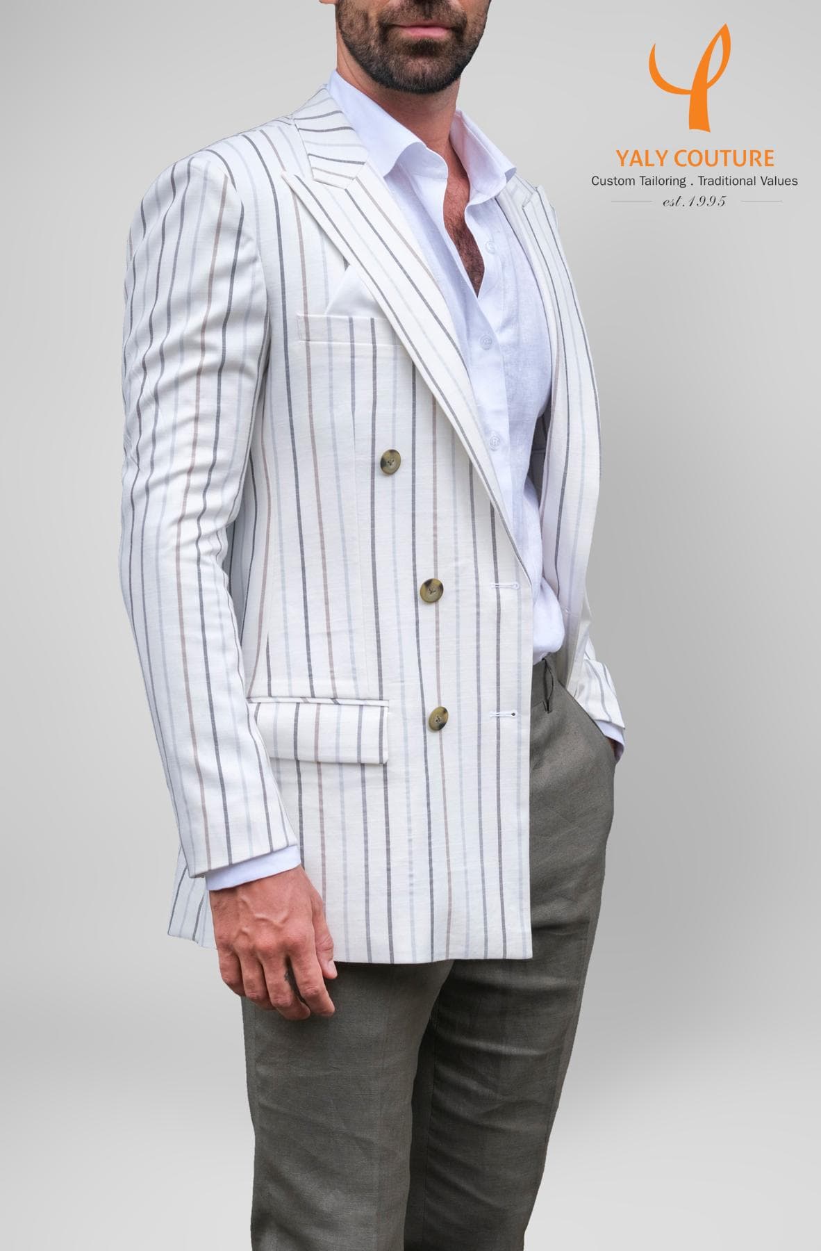 STRIPE LINEN JACKET