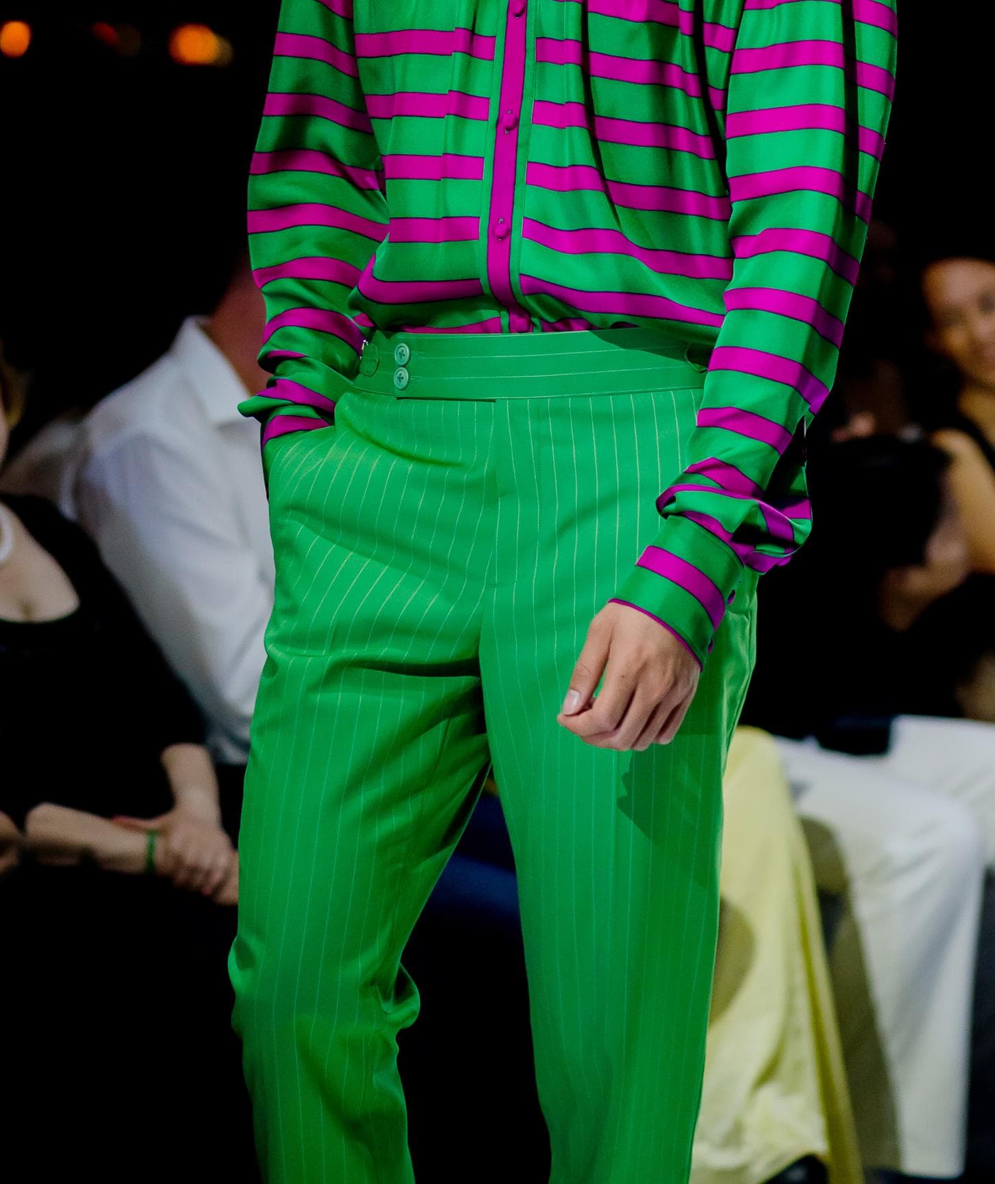 GREEN STRIP TROUSERS