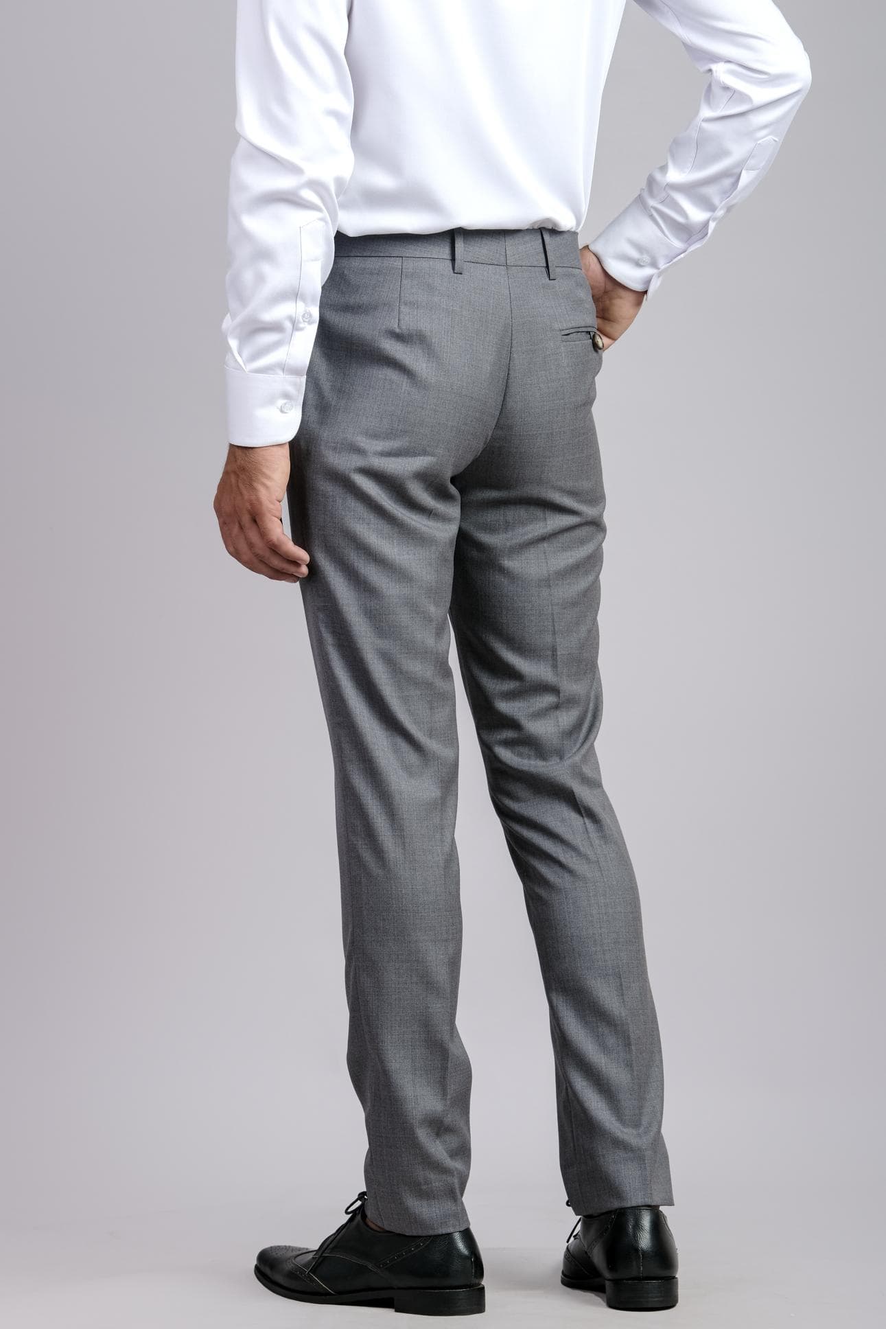 LUXURIOUS DARK GREY ITALIAN WOOL TROUSERS