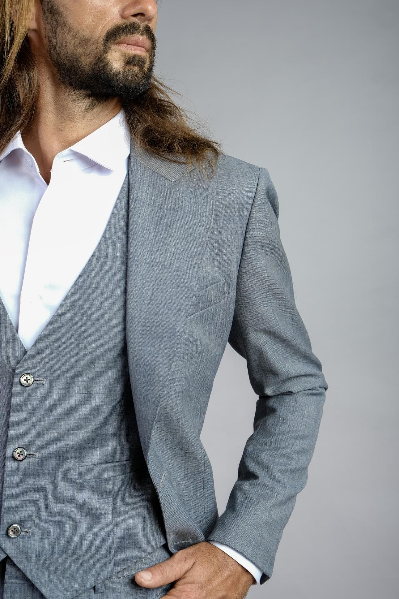 LUXURIOUS GREY ITALIAN WOOL JACKET