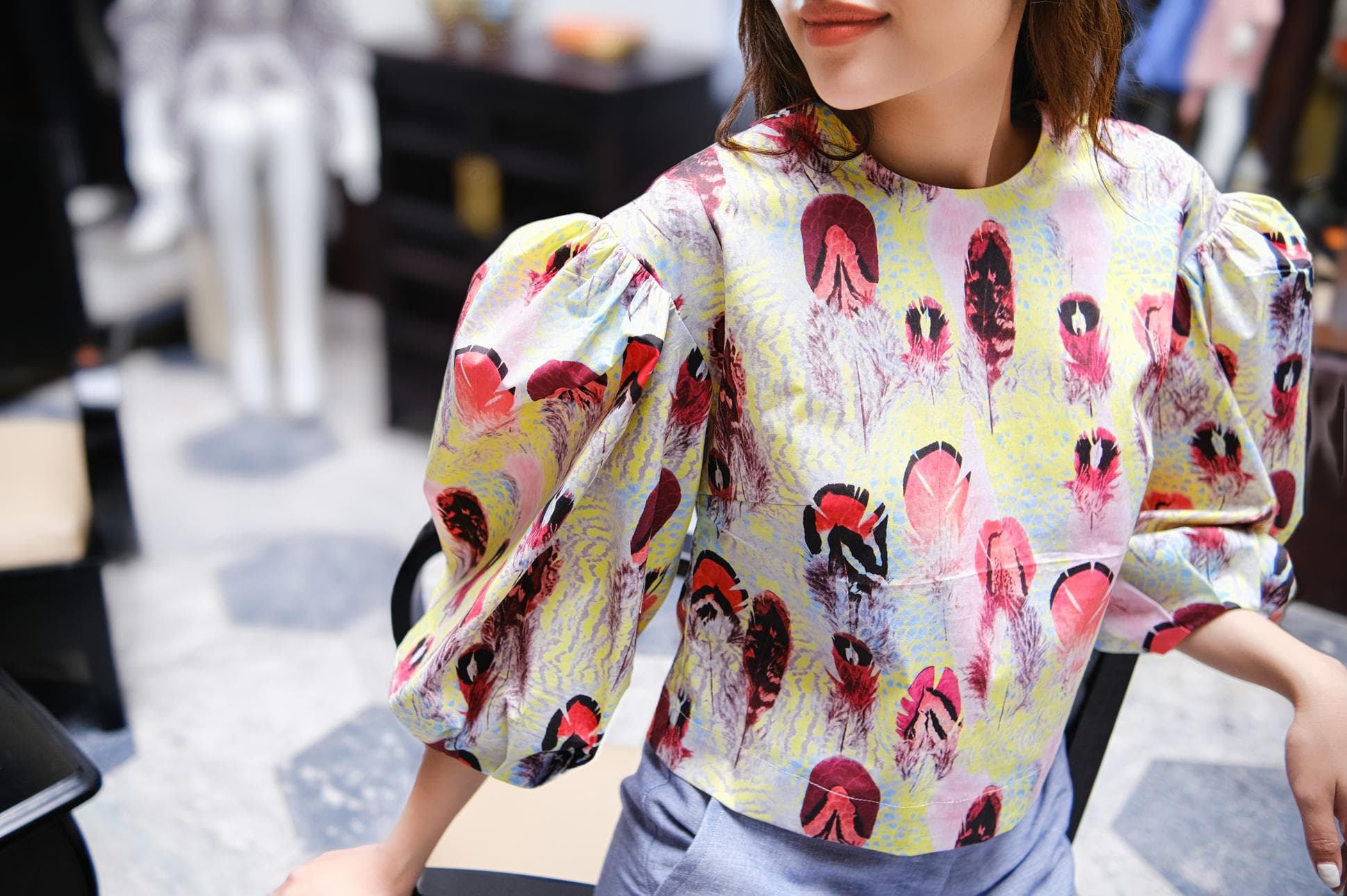 ​FEATHER PRINT COTTON TOP
