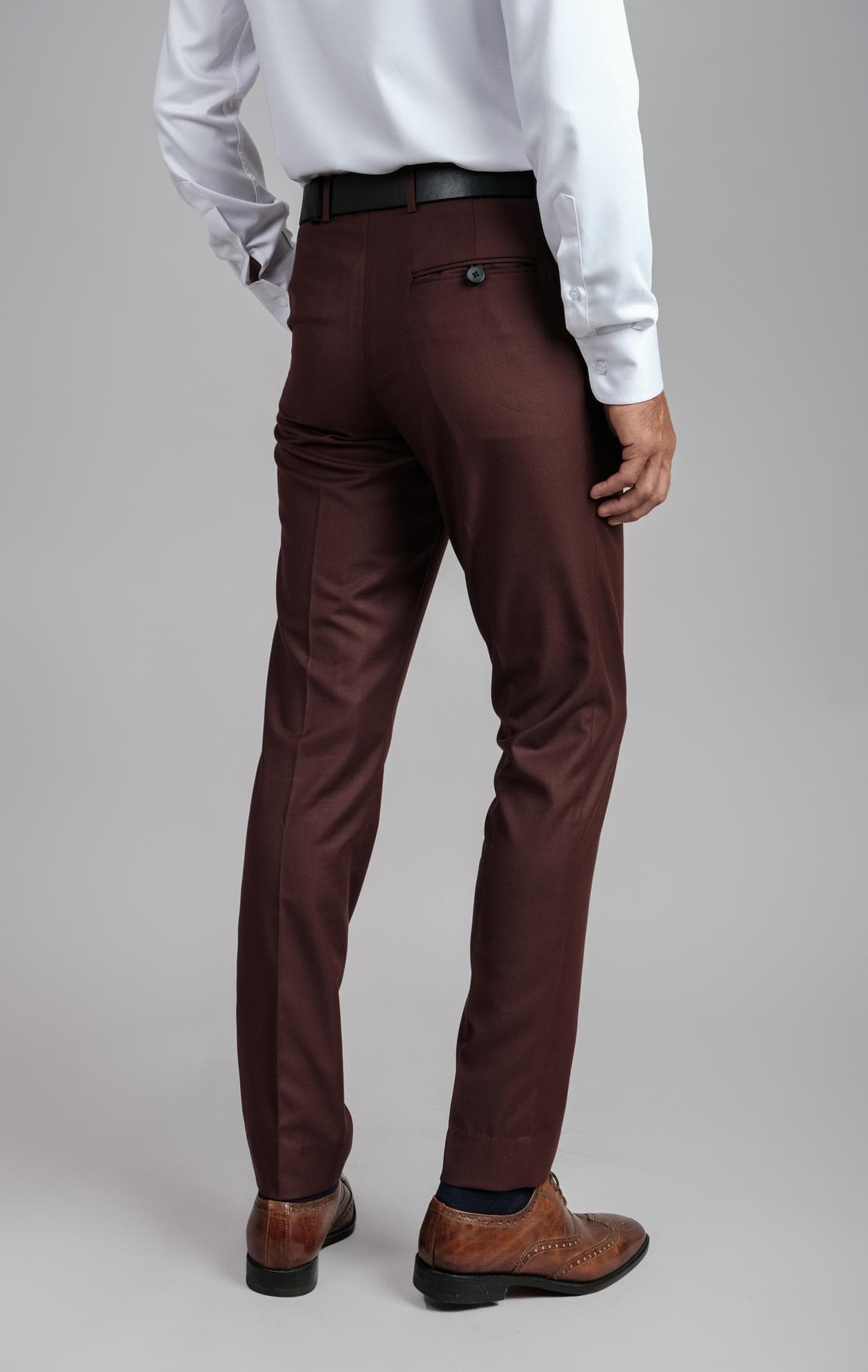 ITALIAN BURGUNDY WOOL FIT TROUSERS