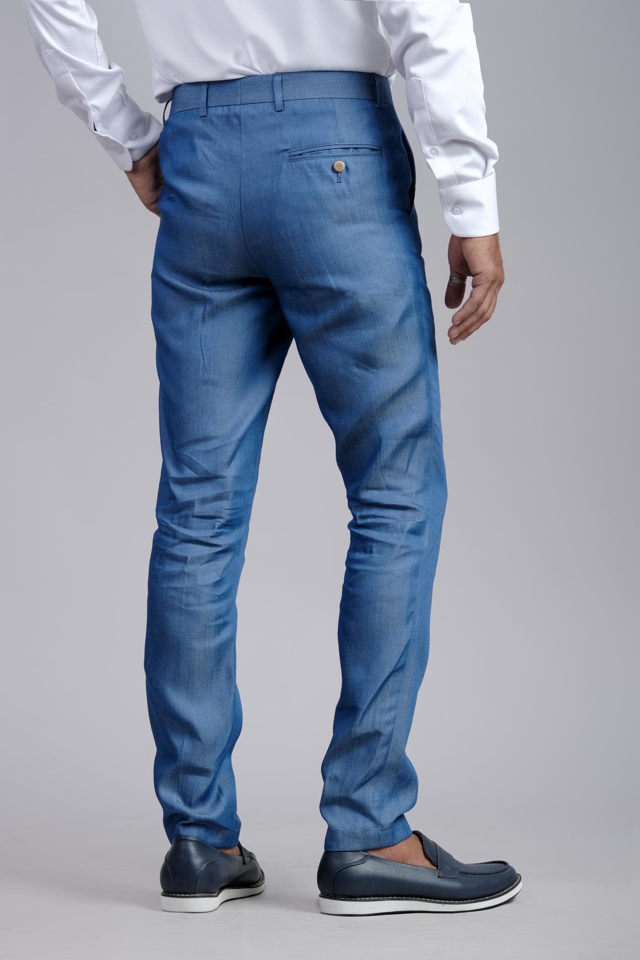 LIGHT BLUE DENIM FIT TROUSERS