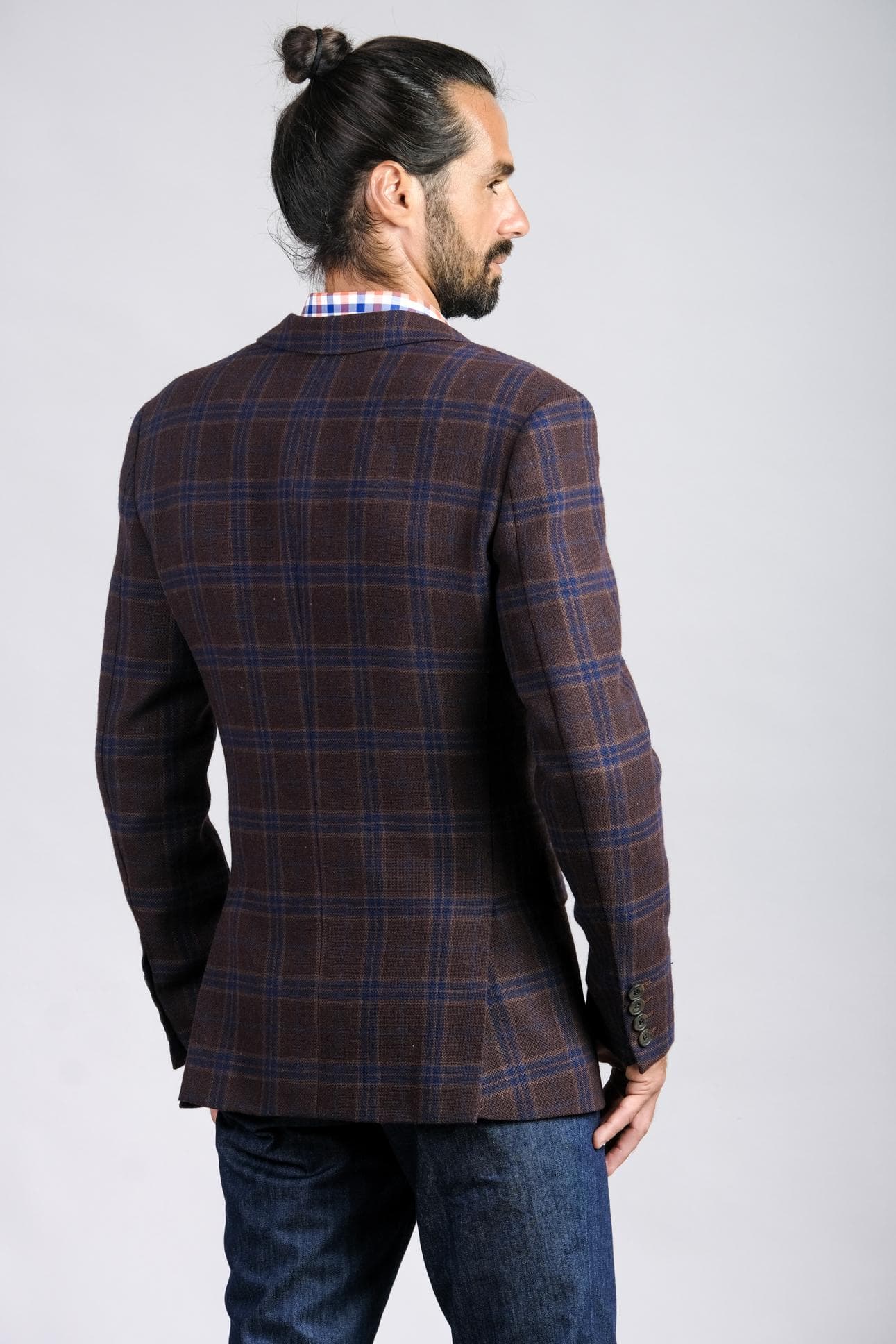 SLIM-FIT CHECK WOOL JACKET JACKET