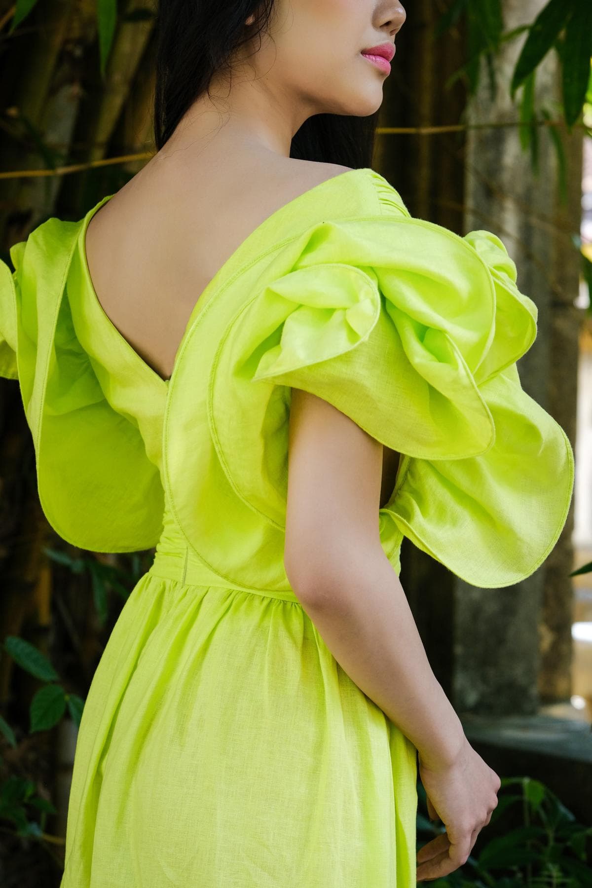 LIME GREEN MIDI DRESS