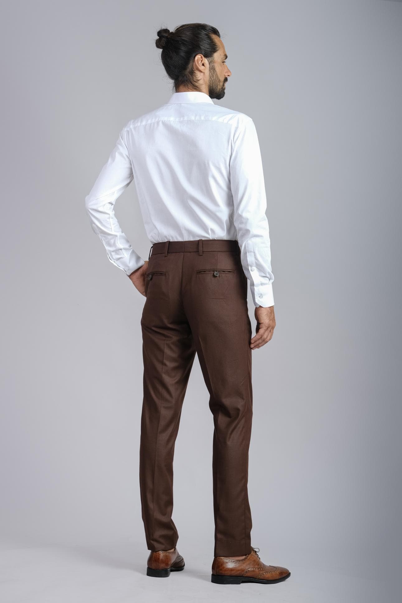 LUXURIOUS BROWN ITALIAN WOOL TROUSERS