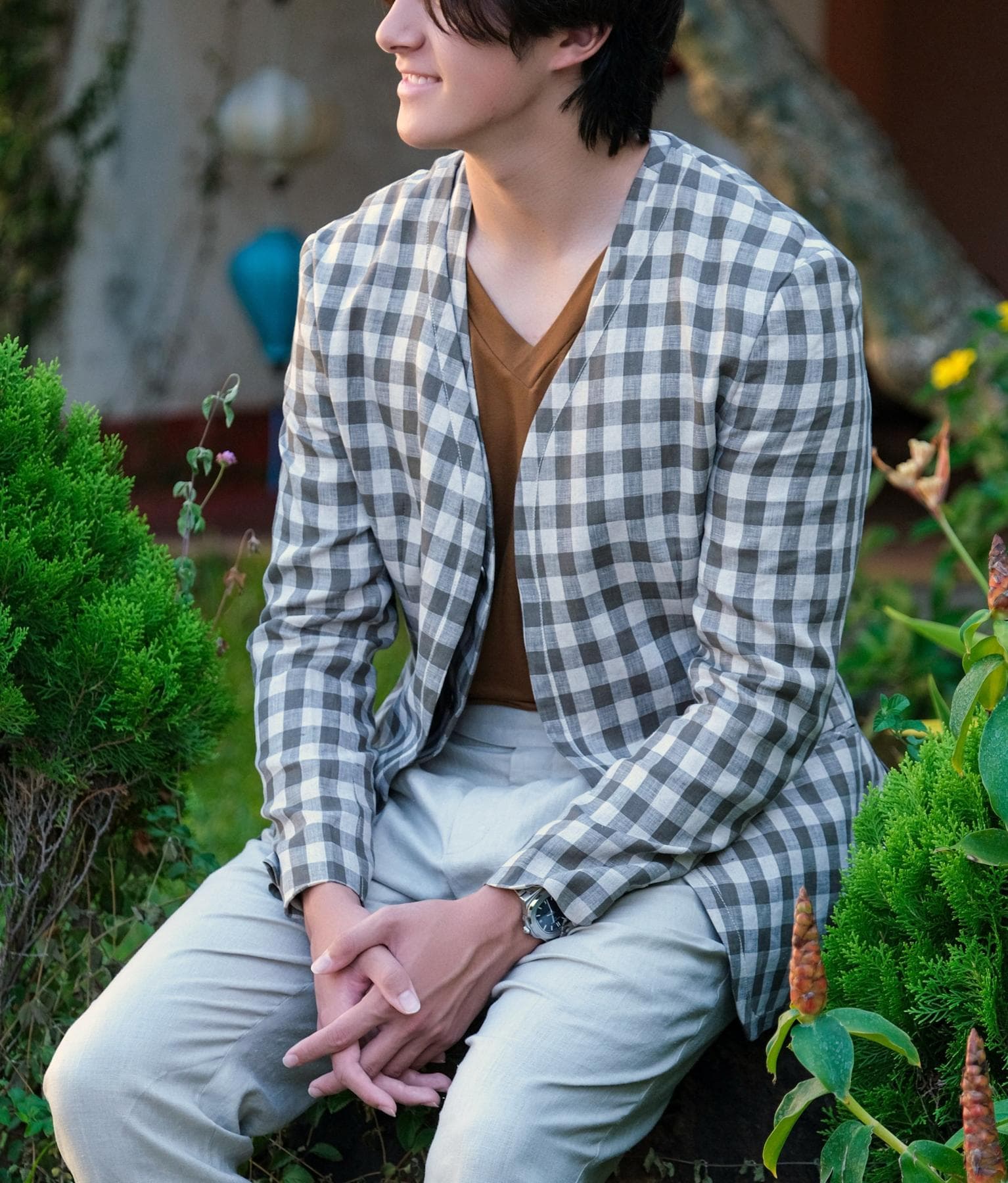 ÁO JACKET LINEN KẺ CARO
