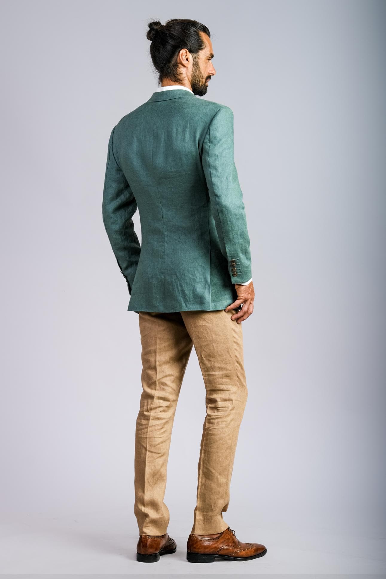 BỘ SUIT LINEN JACKET XANH VÀ QUẦN BE