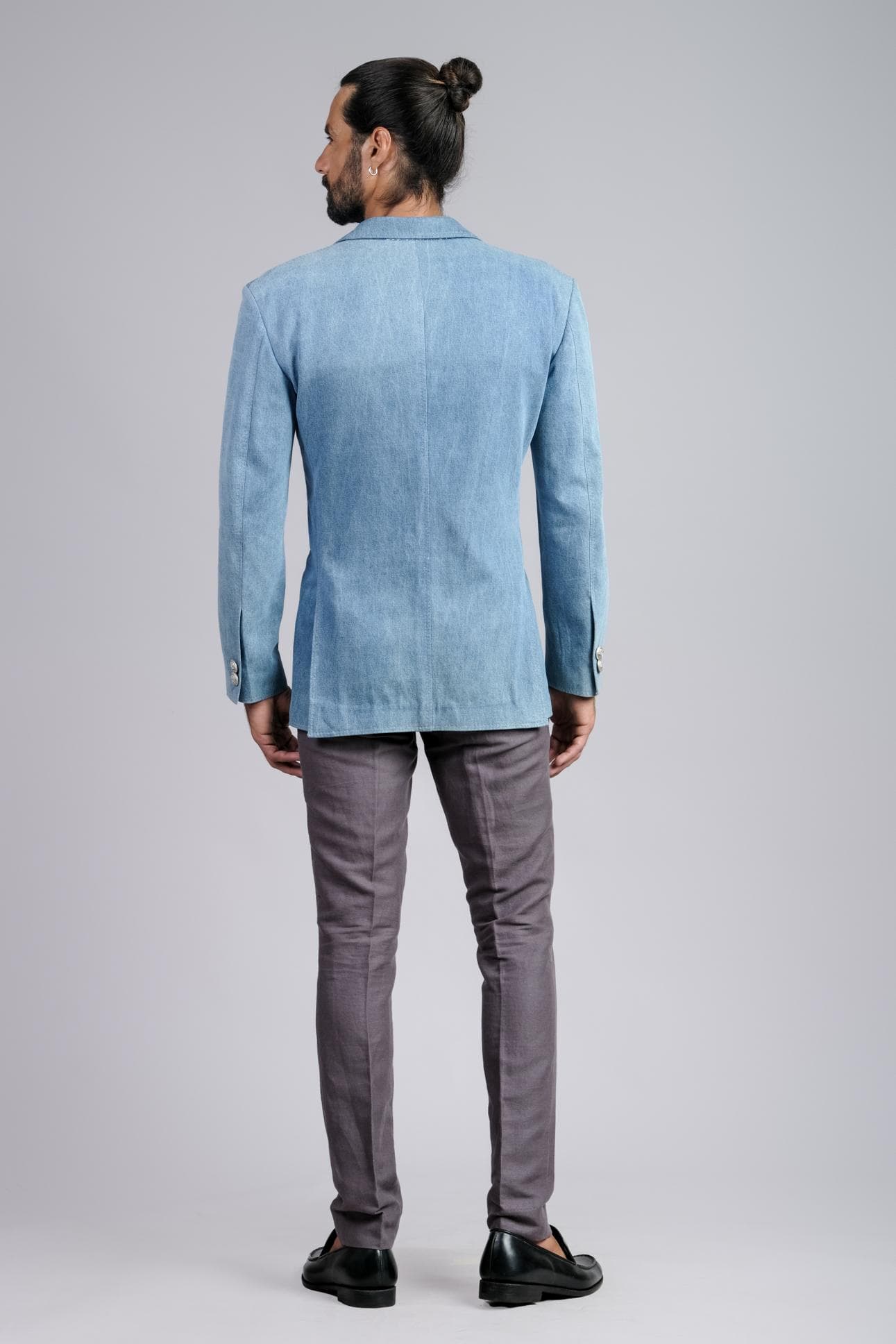 TIE-DIE BLUE DENIM JACKET & LINEN PANTS 2-PIECE SUIT