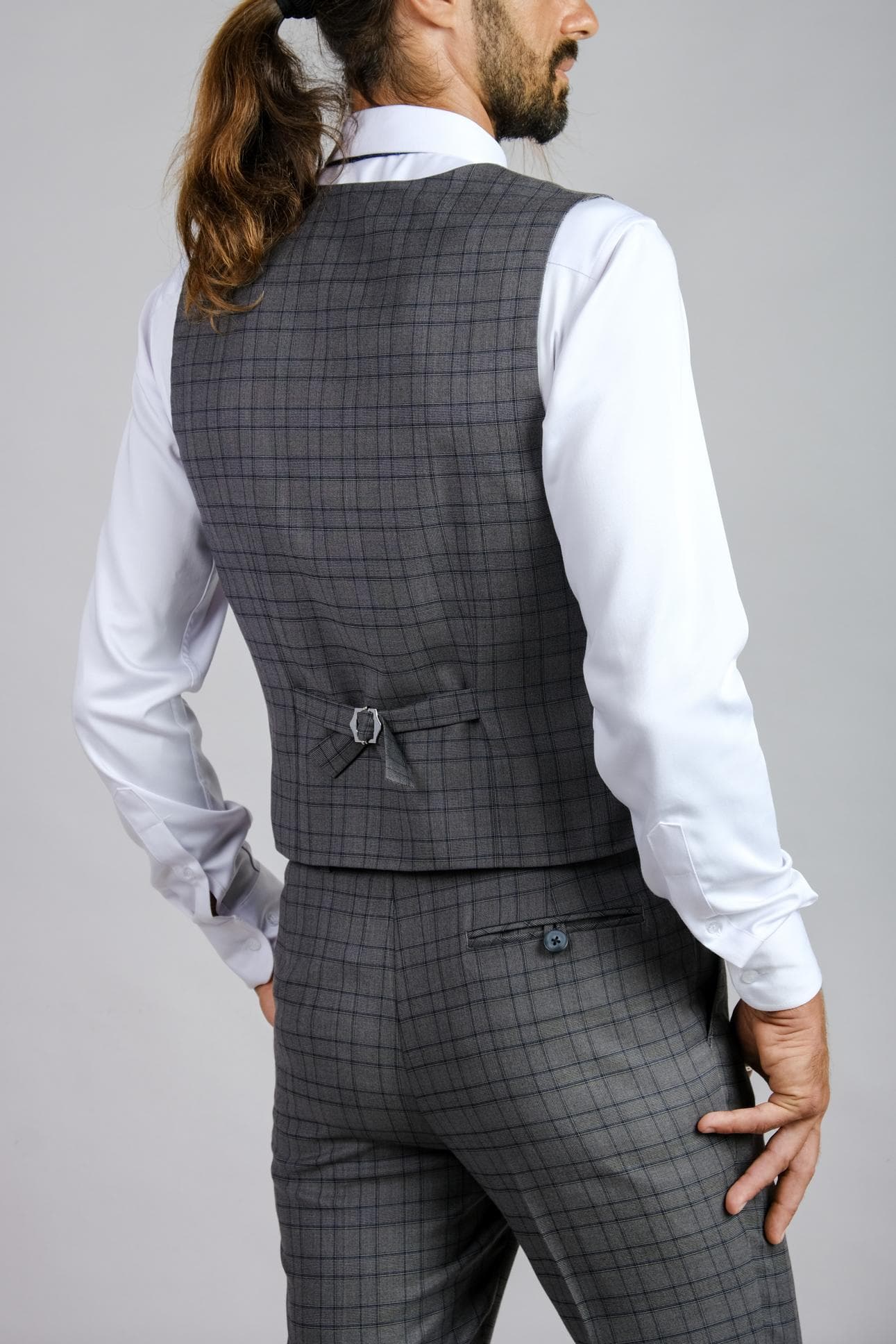 GREY CHECK WAISTCOAT