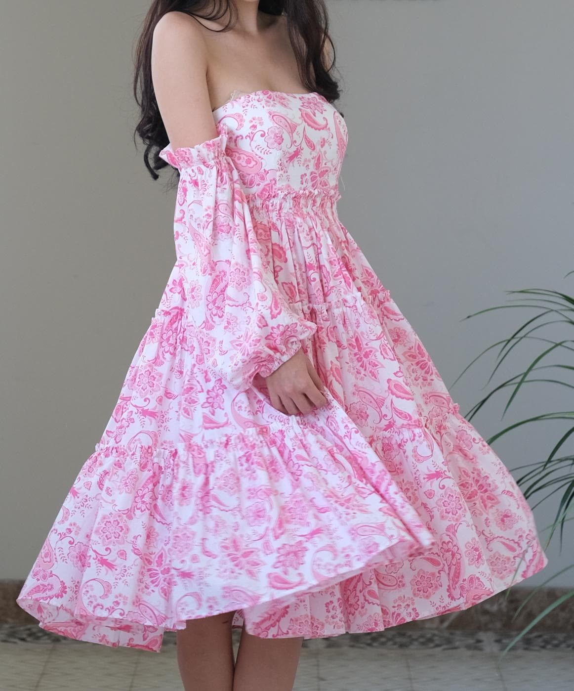 PINKY PAISLEY COTTON DRESS