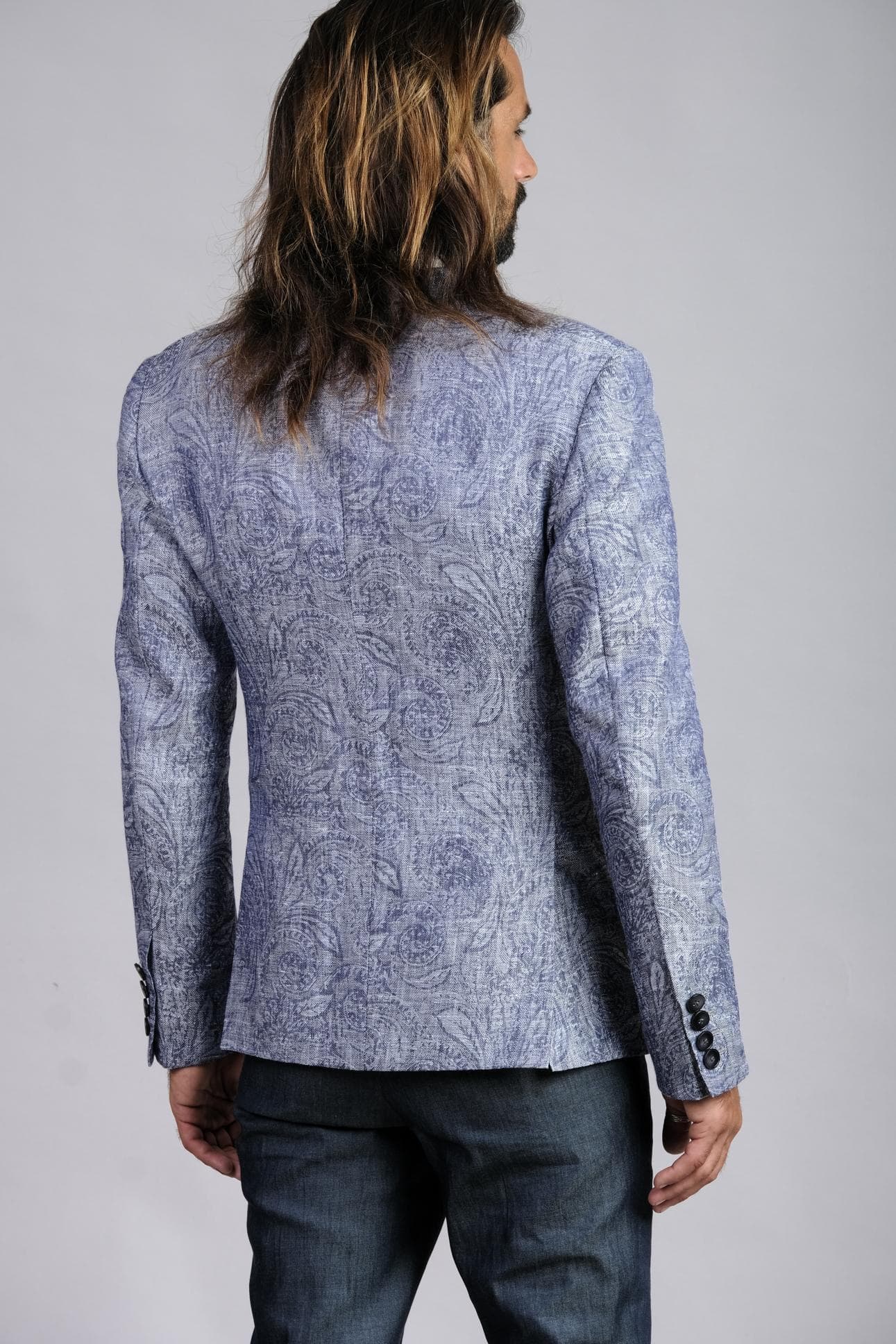 BLUE FLORAL LINEN JACKET