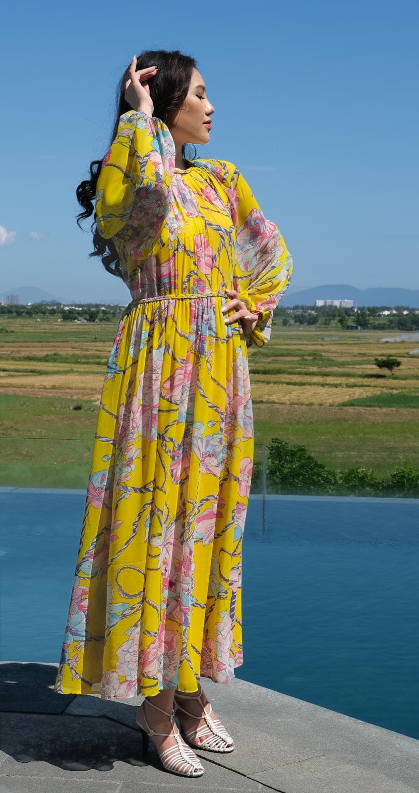 YELLOW FLORAL MAXI DRESS