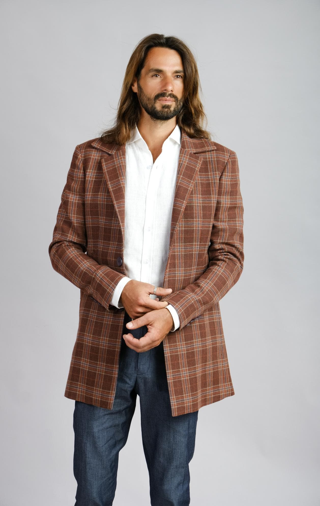 BROWN CHECKED JACKET 